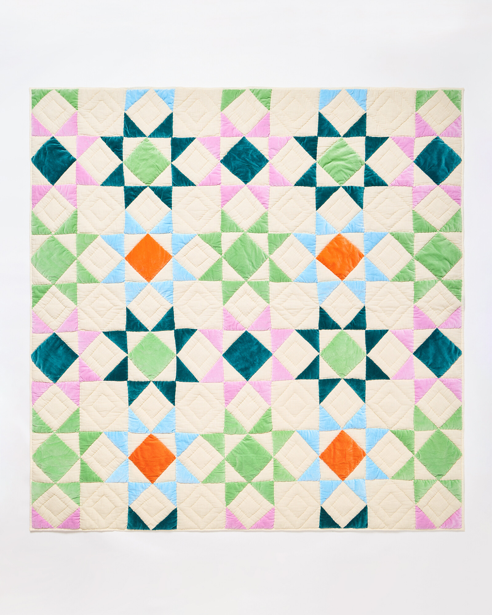 Bright Patchwork Velvet Bedspread Oliver Bonas