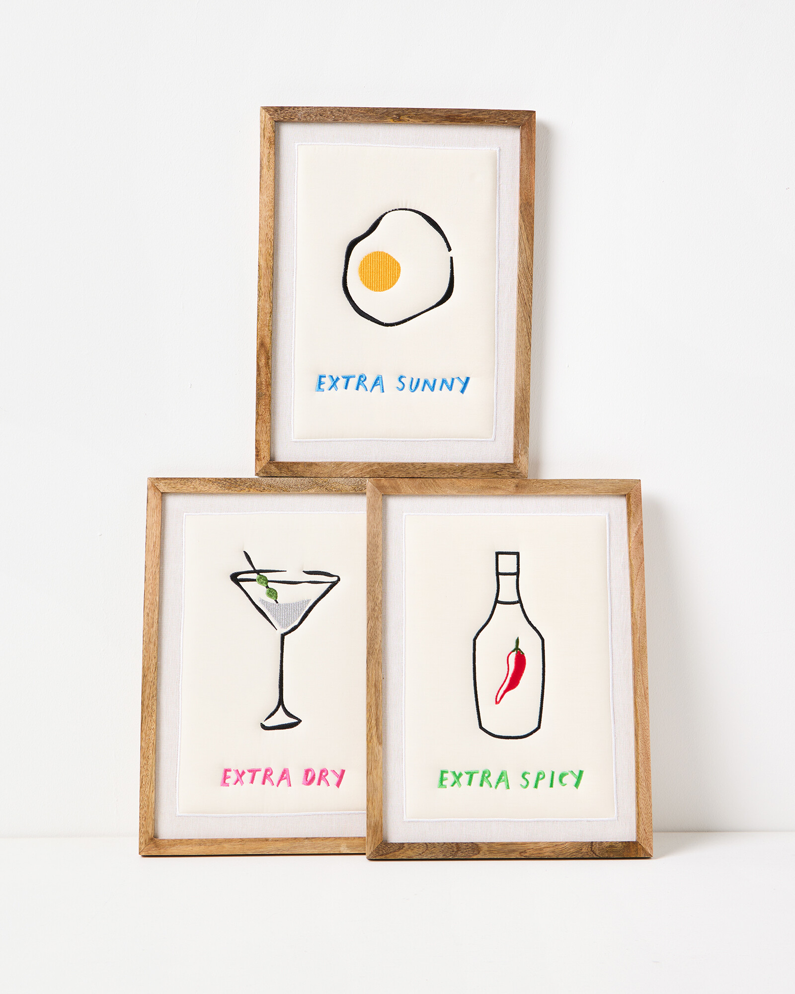 Extra Spicy Cream Embroidered Framed Wall Art Oliver Bonas IE
