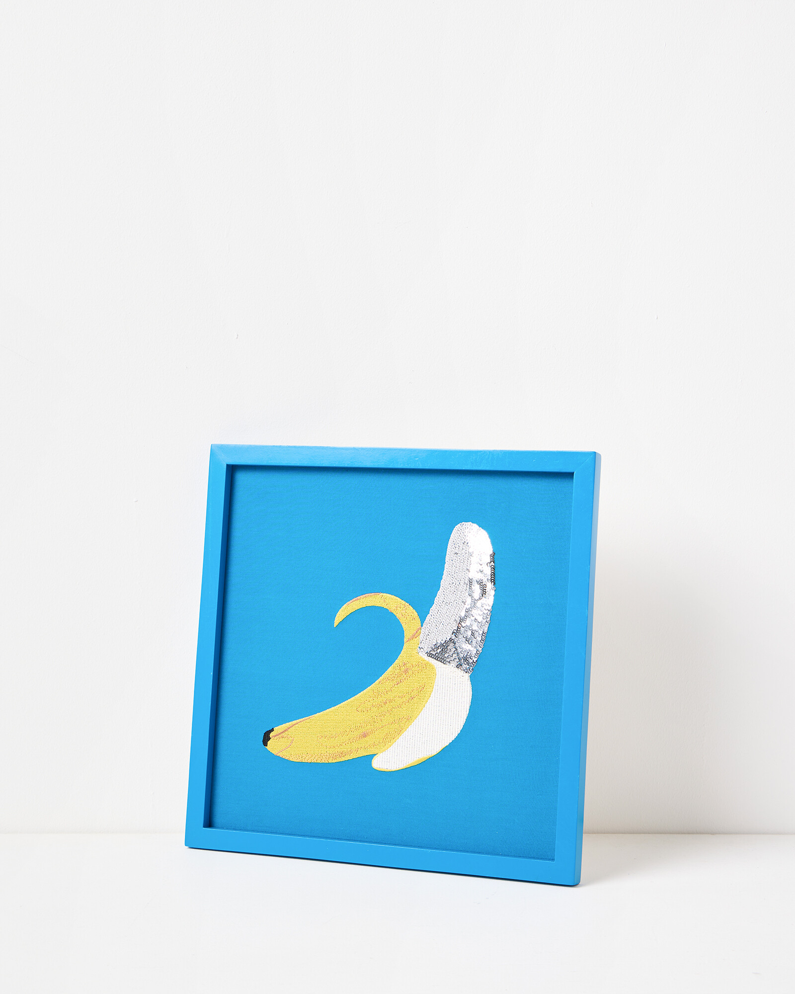 Banana Embroidered Sequin Blue Framed Wall Art Oliver Bonas
