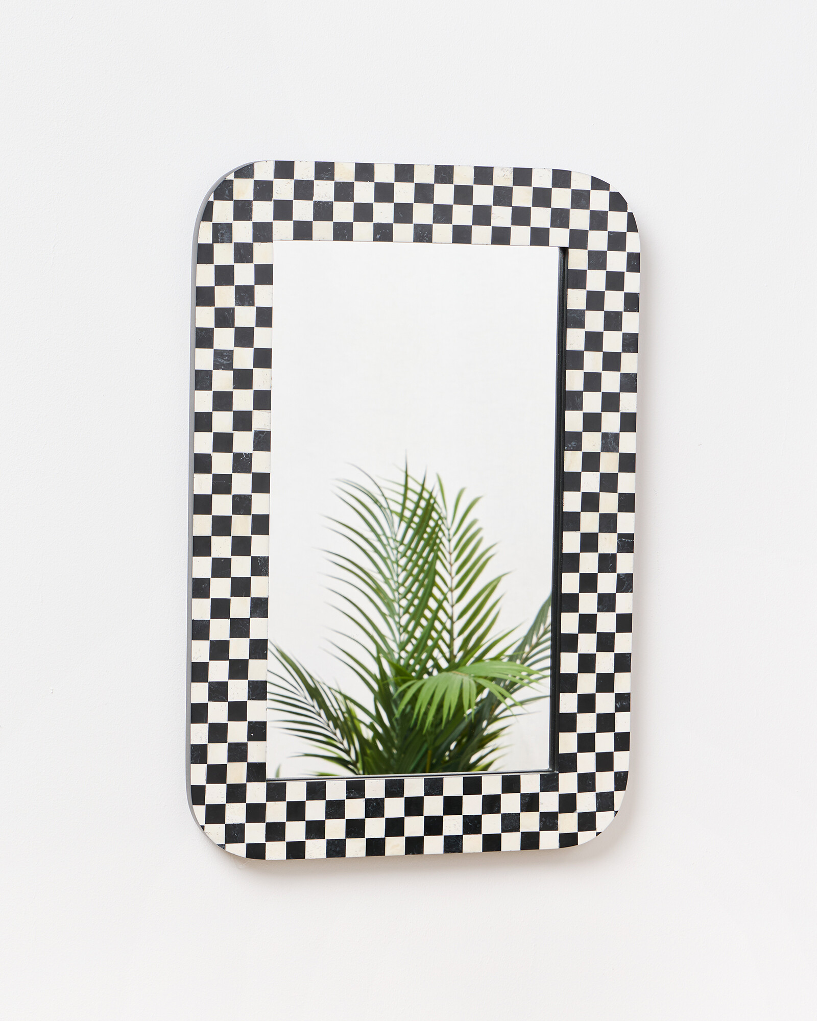 Chequerboard Bone & Resin Rectangle Wall Mirror