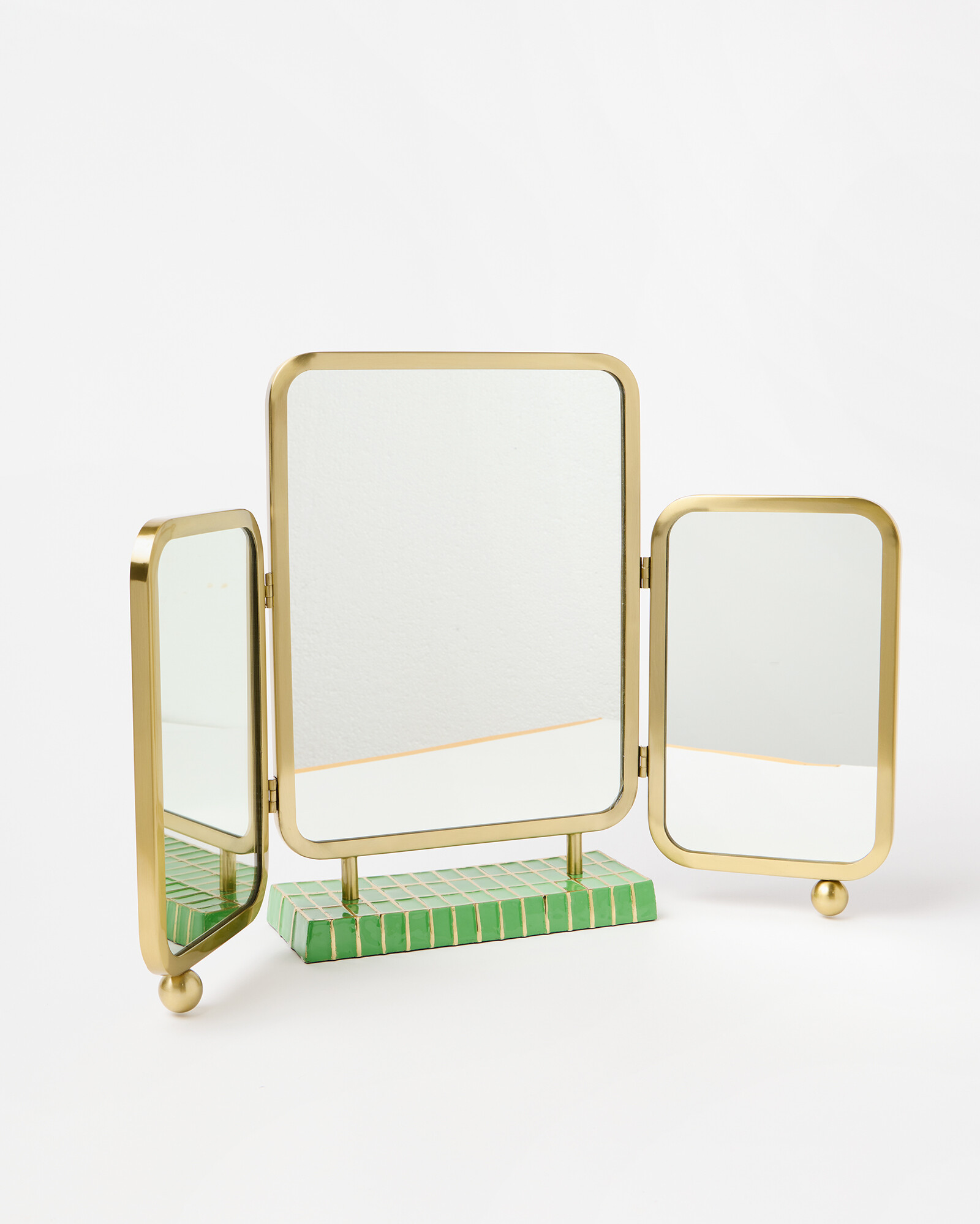 Cilo Gold & Green Triple Dressing Table Mirror