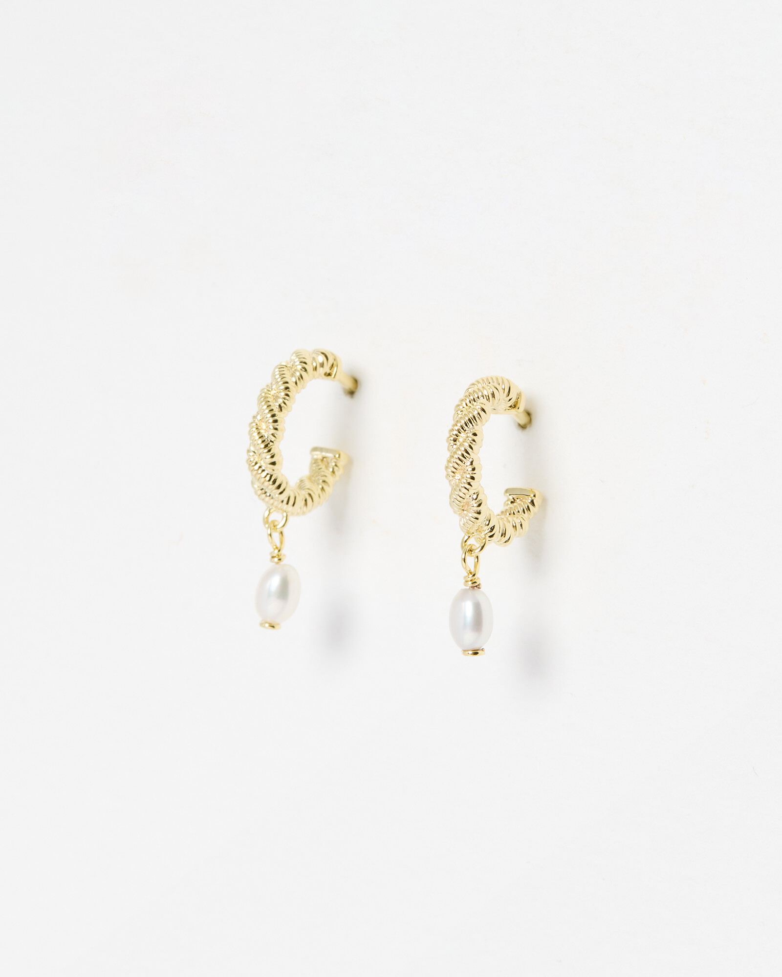 Margot Gold Plated Twisted Hoop & Pearl Drop Earrings