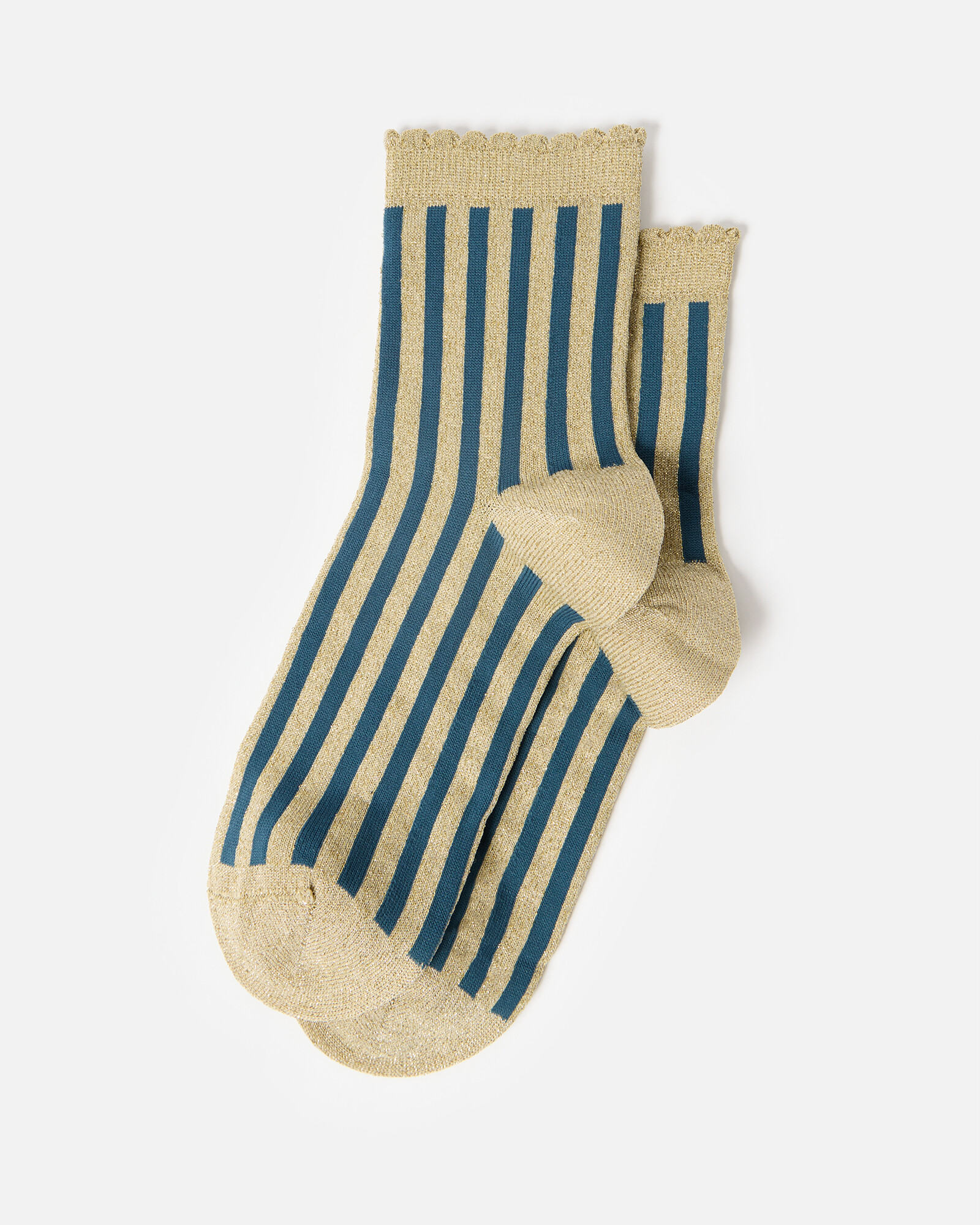 Blue & Gold Glitter Striped Ankle Socks | Oliver Bonas