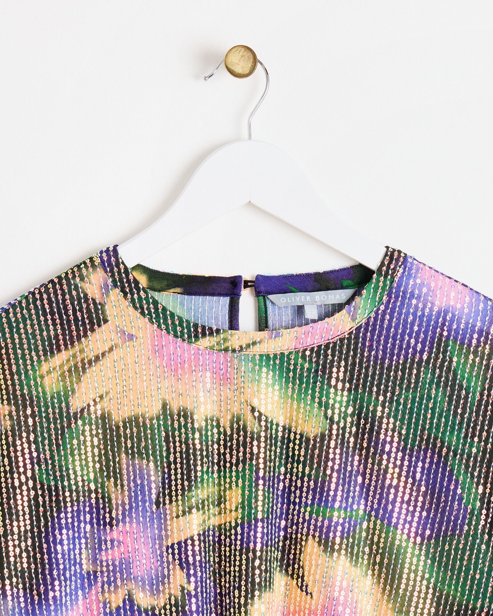 Abstract Floral Purple Sequin TShirt Oliver Bonas