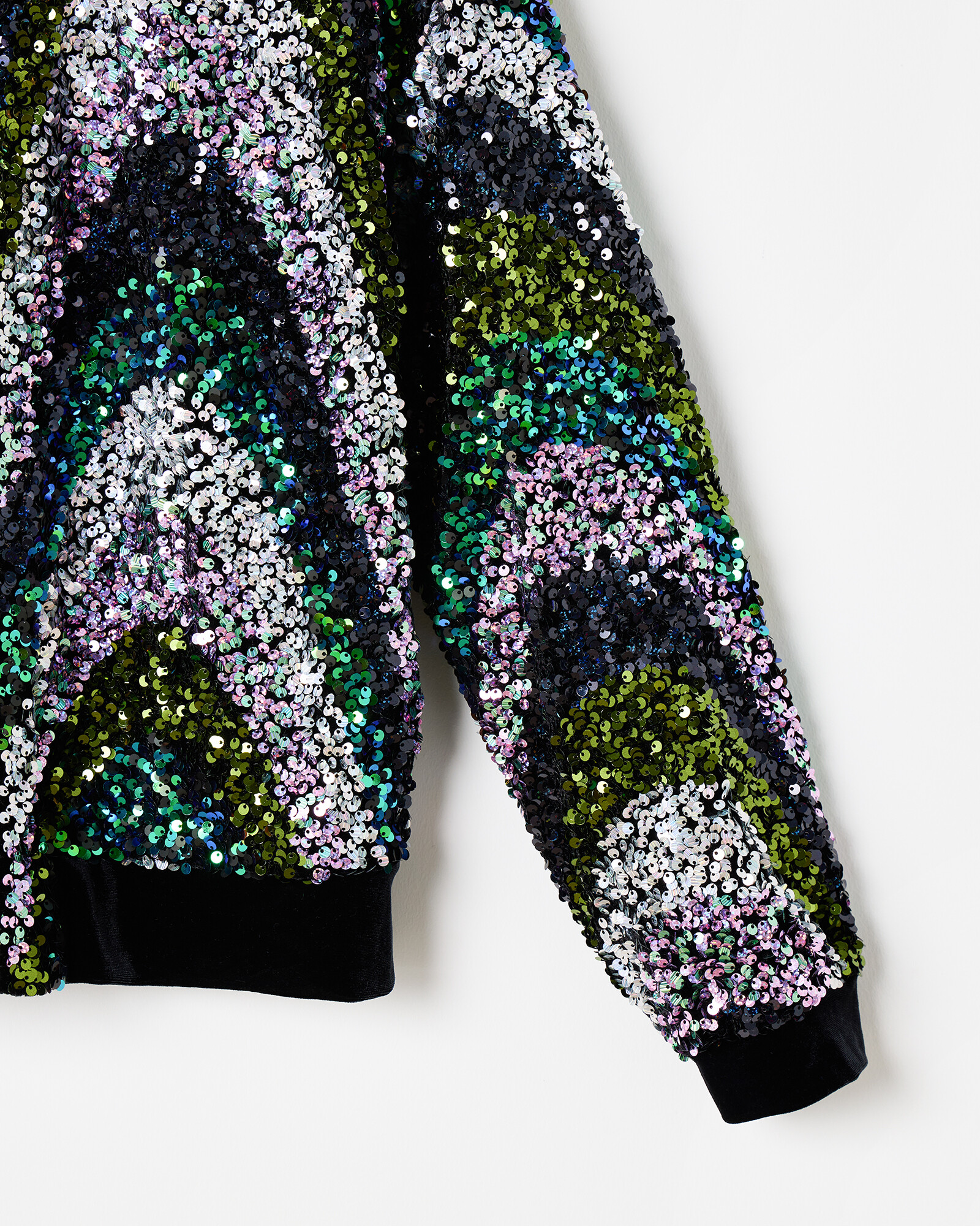 Black Wave Sequin Bomber Jacket Oliver Bonas