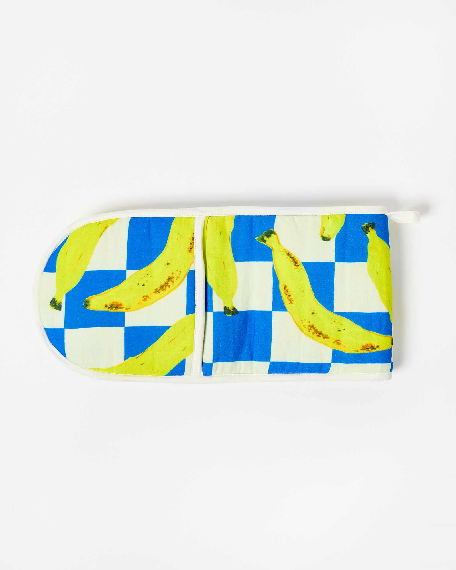 Banana Blue Chequerboard Oven Gloves Oliver Bonas IE