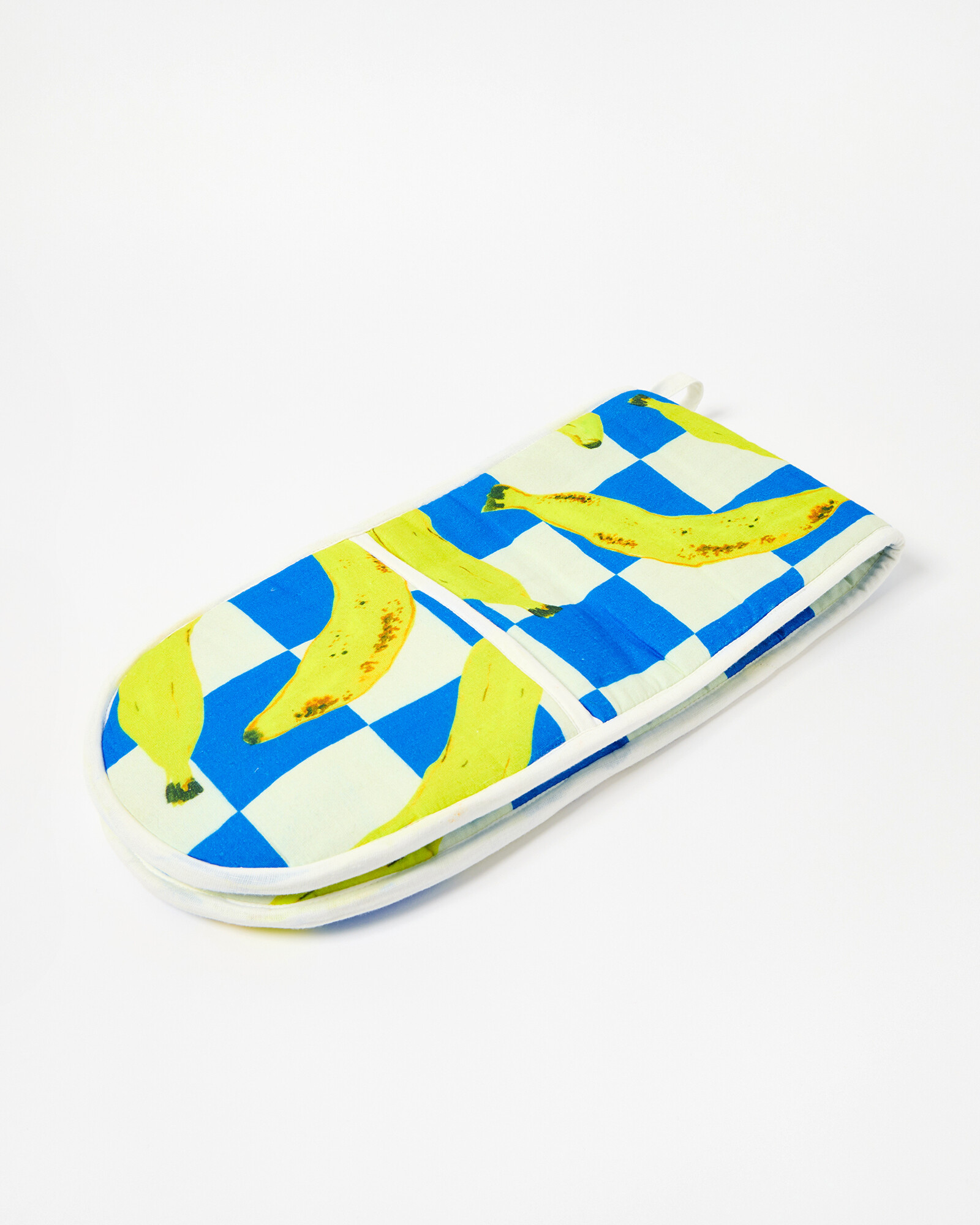 Banana Blue Chequerboard Oven Gloves Oliver Bonas IE