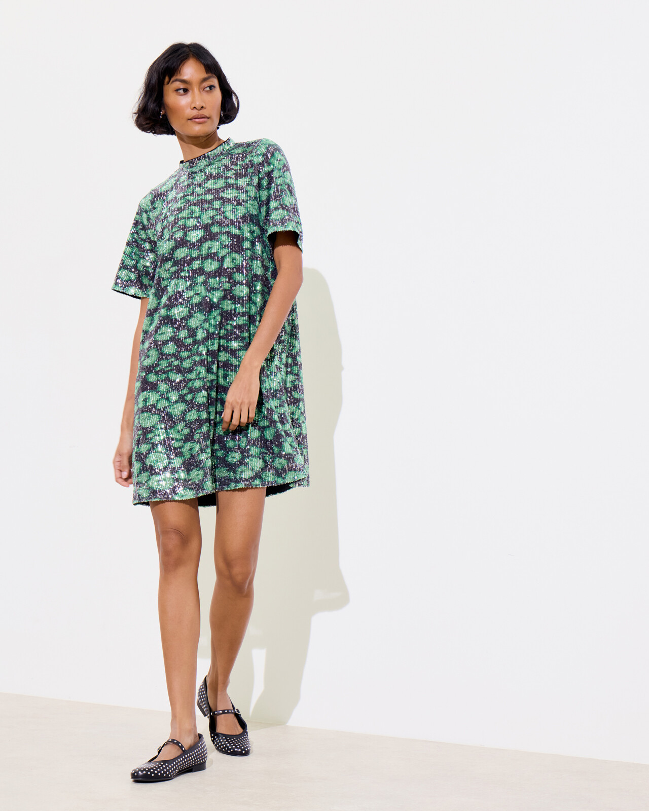 Green Leopard Dress Monki Long Sleeve Dress In Green Leopard Print With  Slit ASOS