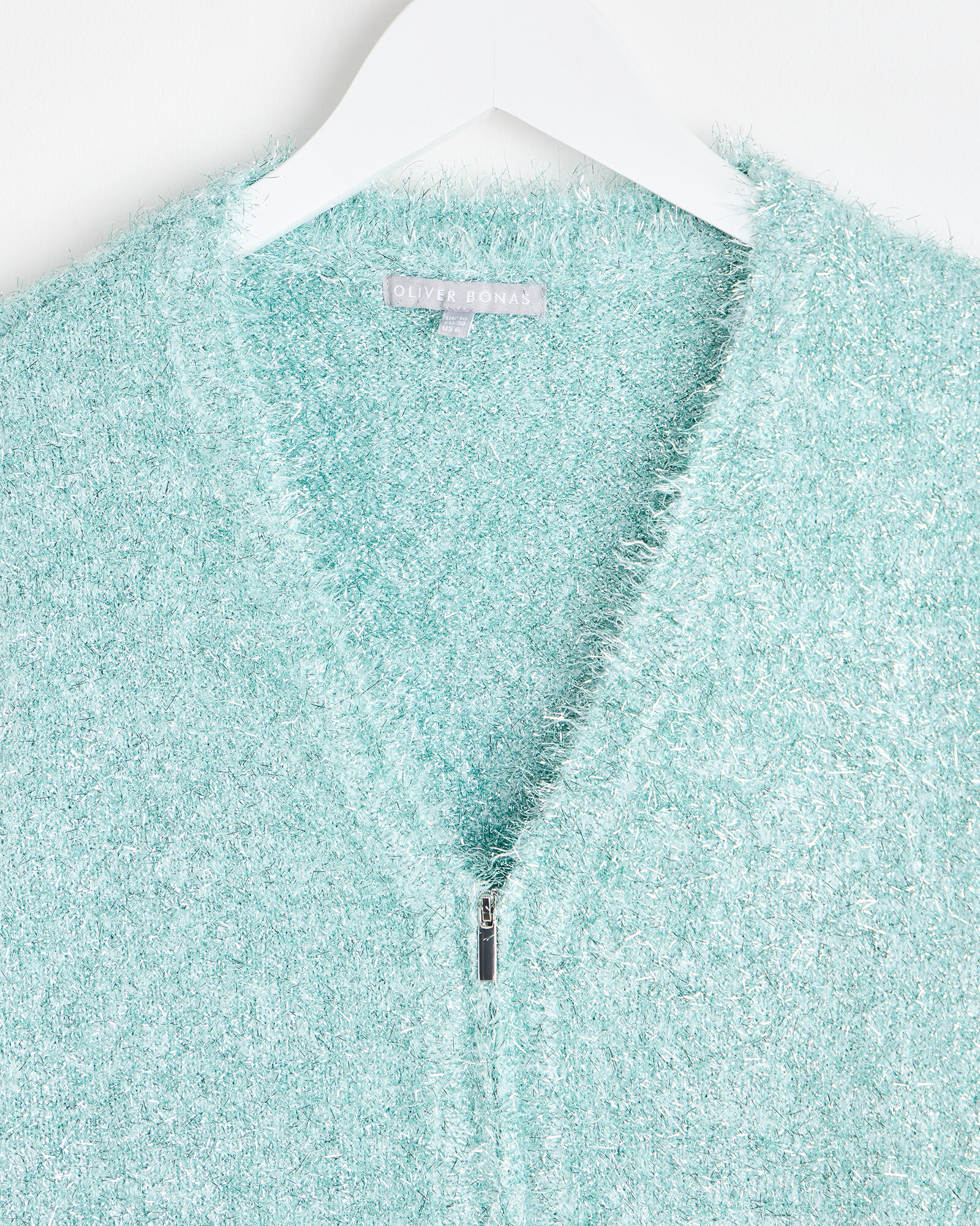 Mint Green Sparkly Knitted Cardigan Oliver Bonas US