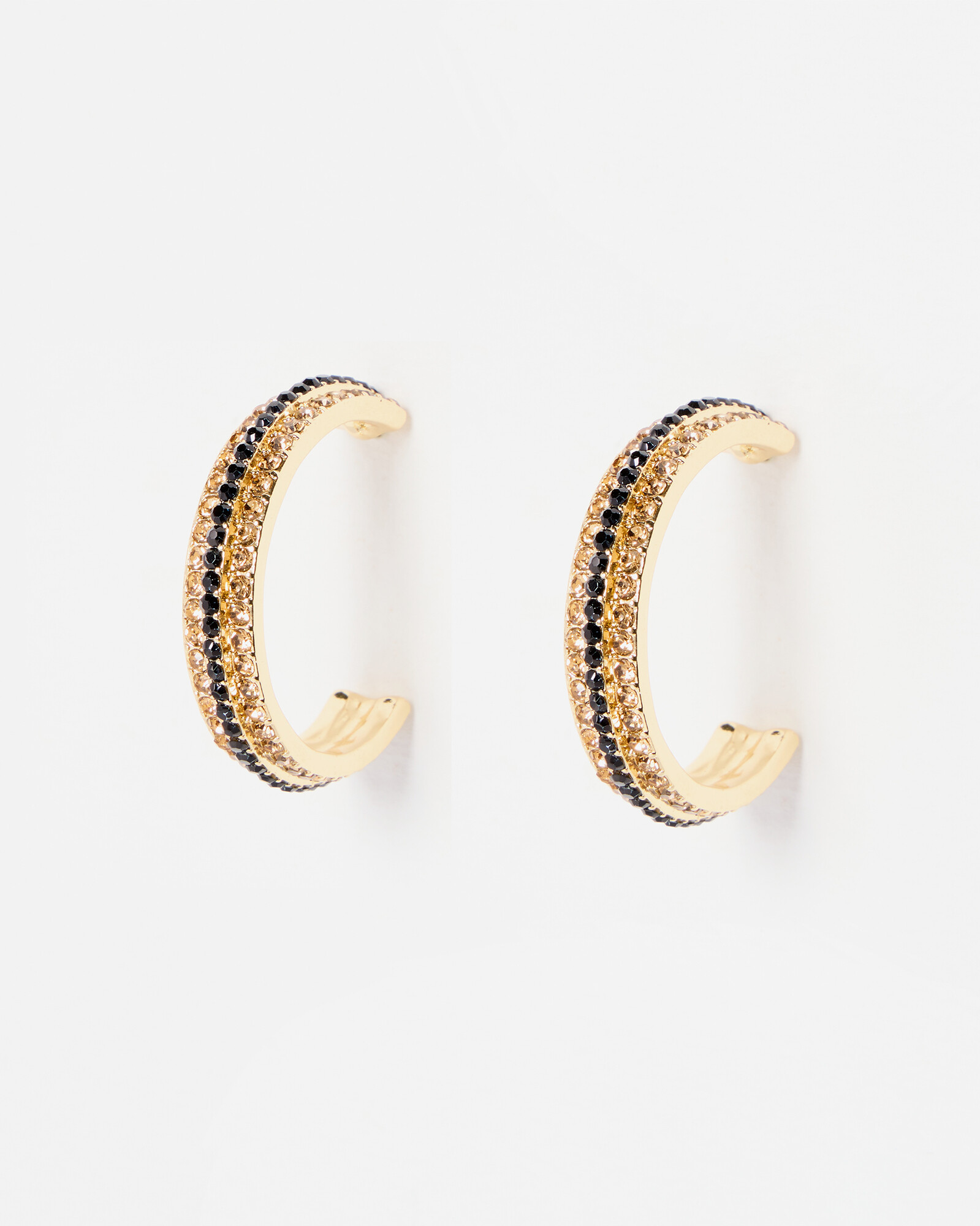 Ebba Embellished Black Stone Large Hoop Earrings