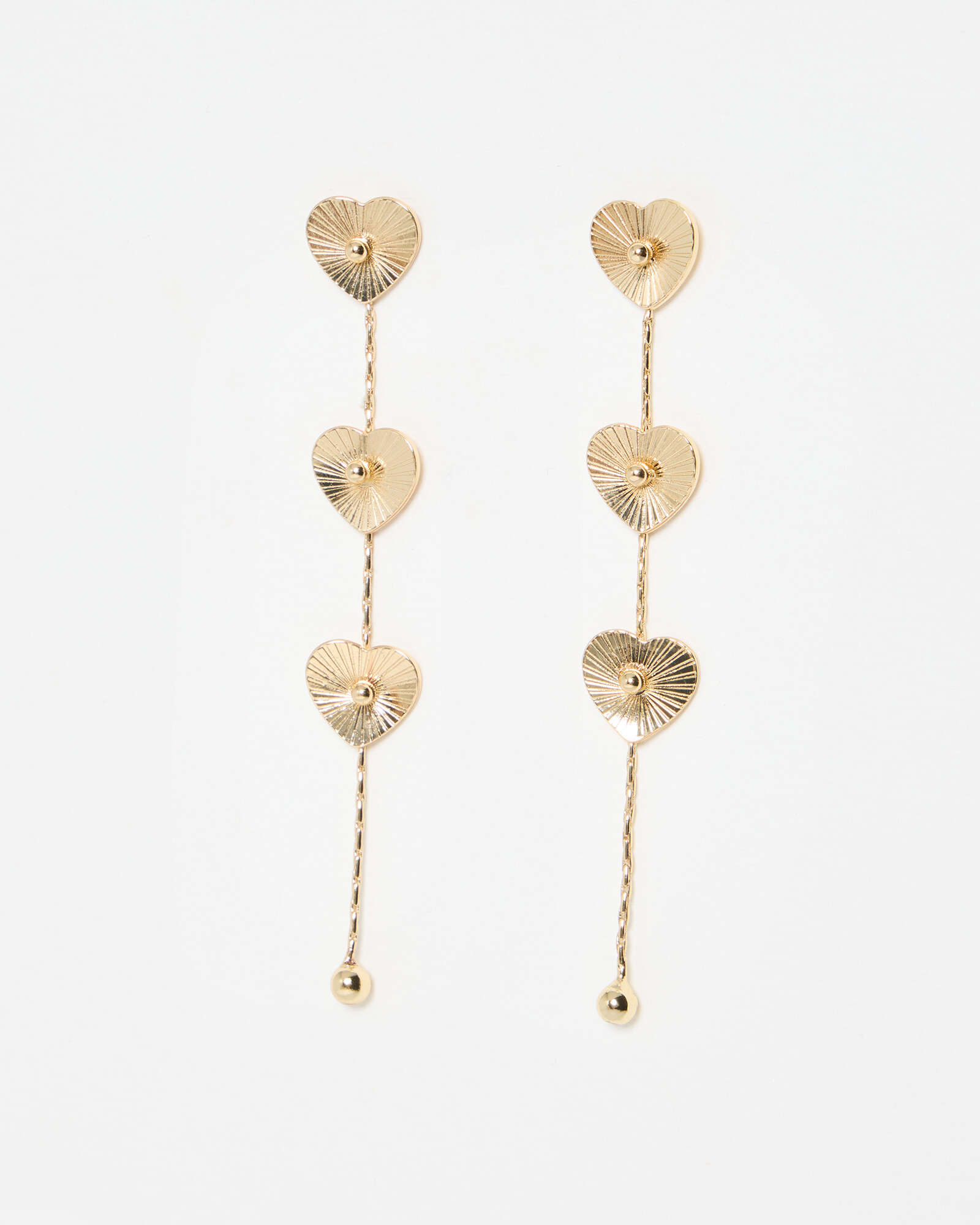 Themmie Etched Line Gold Tone Heart Earrings