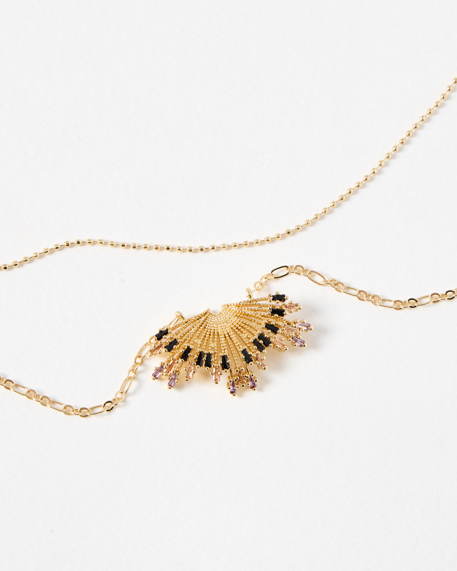 Diana Embellished Fan Layered Pendant Necklace