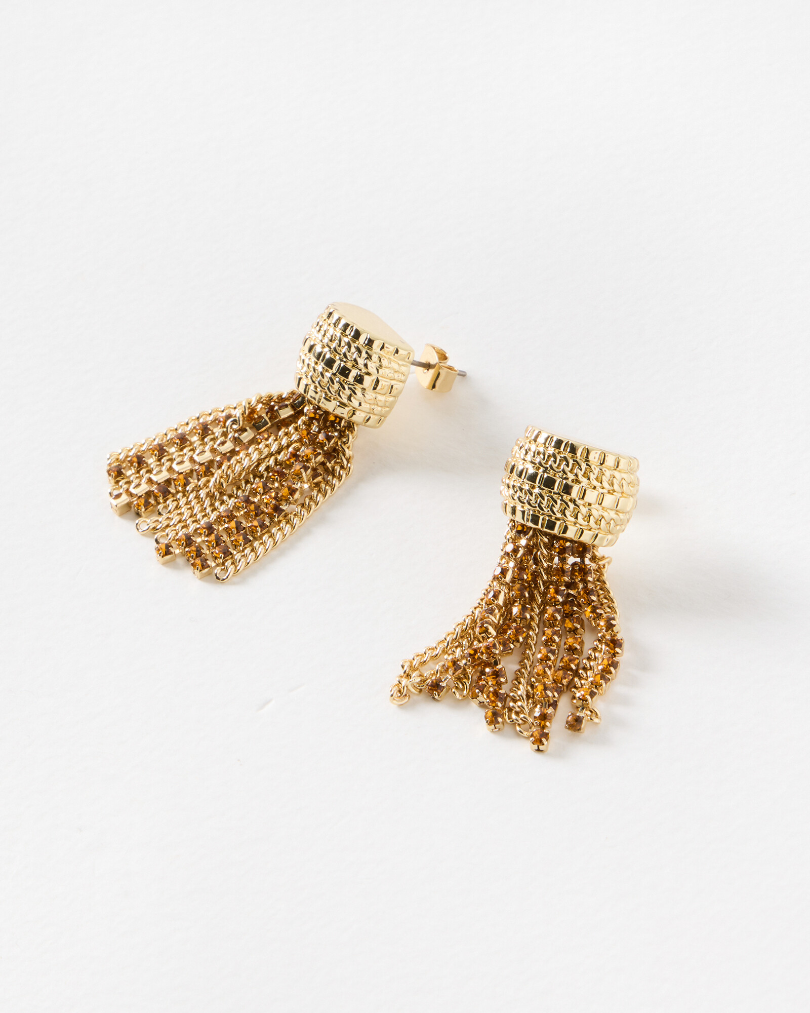 Honoka Stone & Chain Tassel Earrings