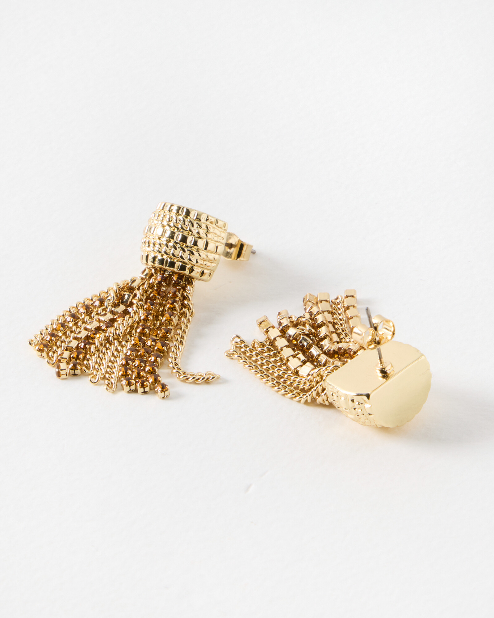 Honoka Stone & Chain Tassel Earrings