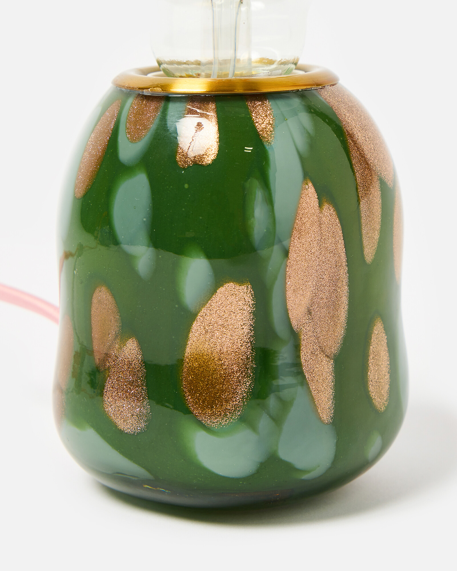 Zoja Green Glass Glitter Desk & Table Lamp Oliver Bonas