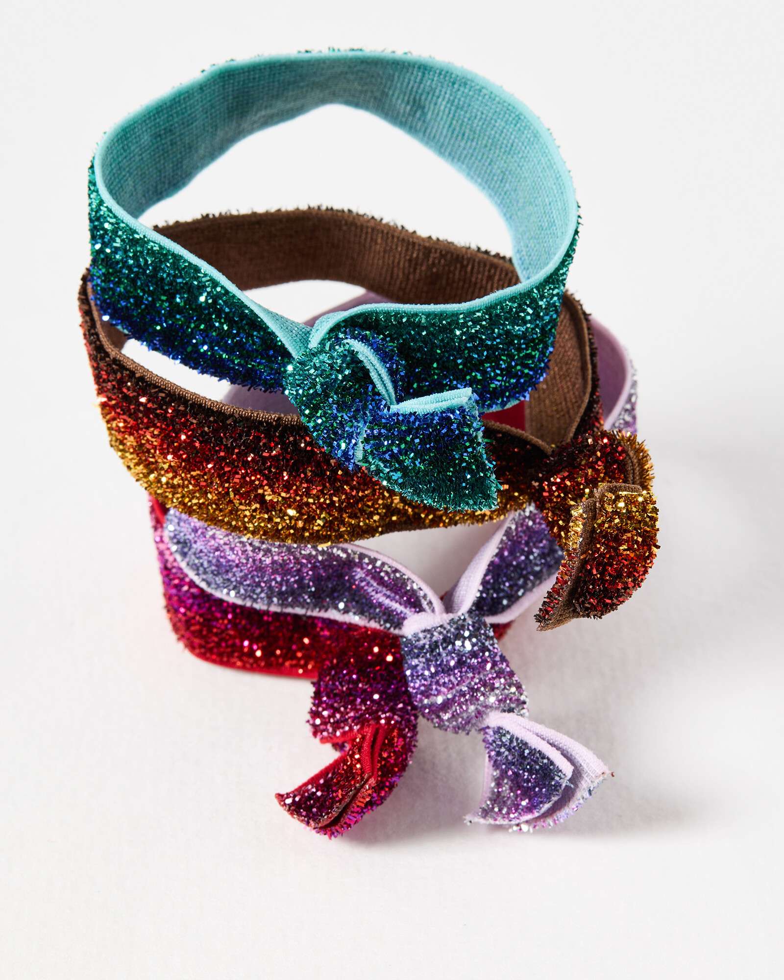 Felicity Rainbow Glitter Tinsel Hair Elastics Set of Four Oliver Bonas