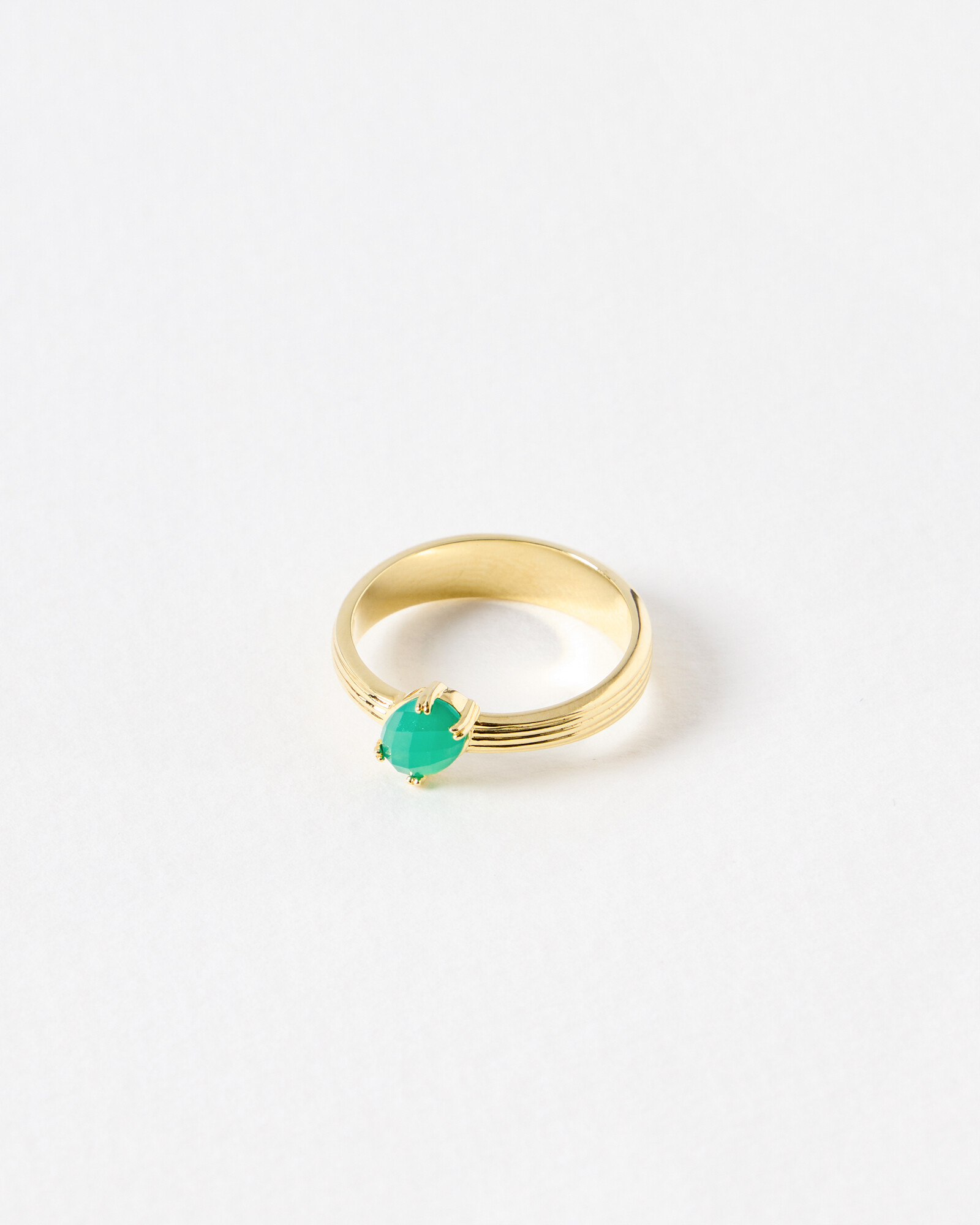Sloane Green Onyx Tapered Band Gold Plated Ring