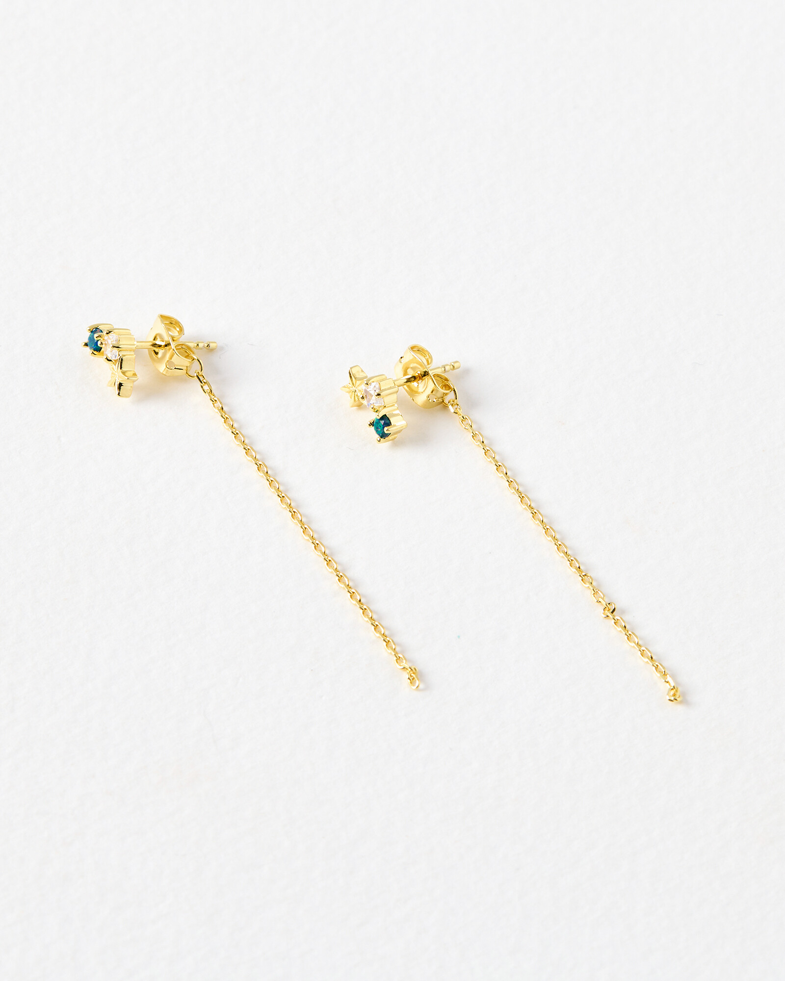 Danica Stone & Star Gold Plated Chain Earrings