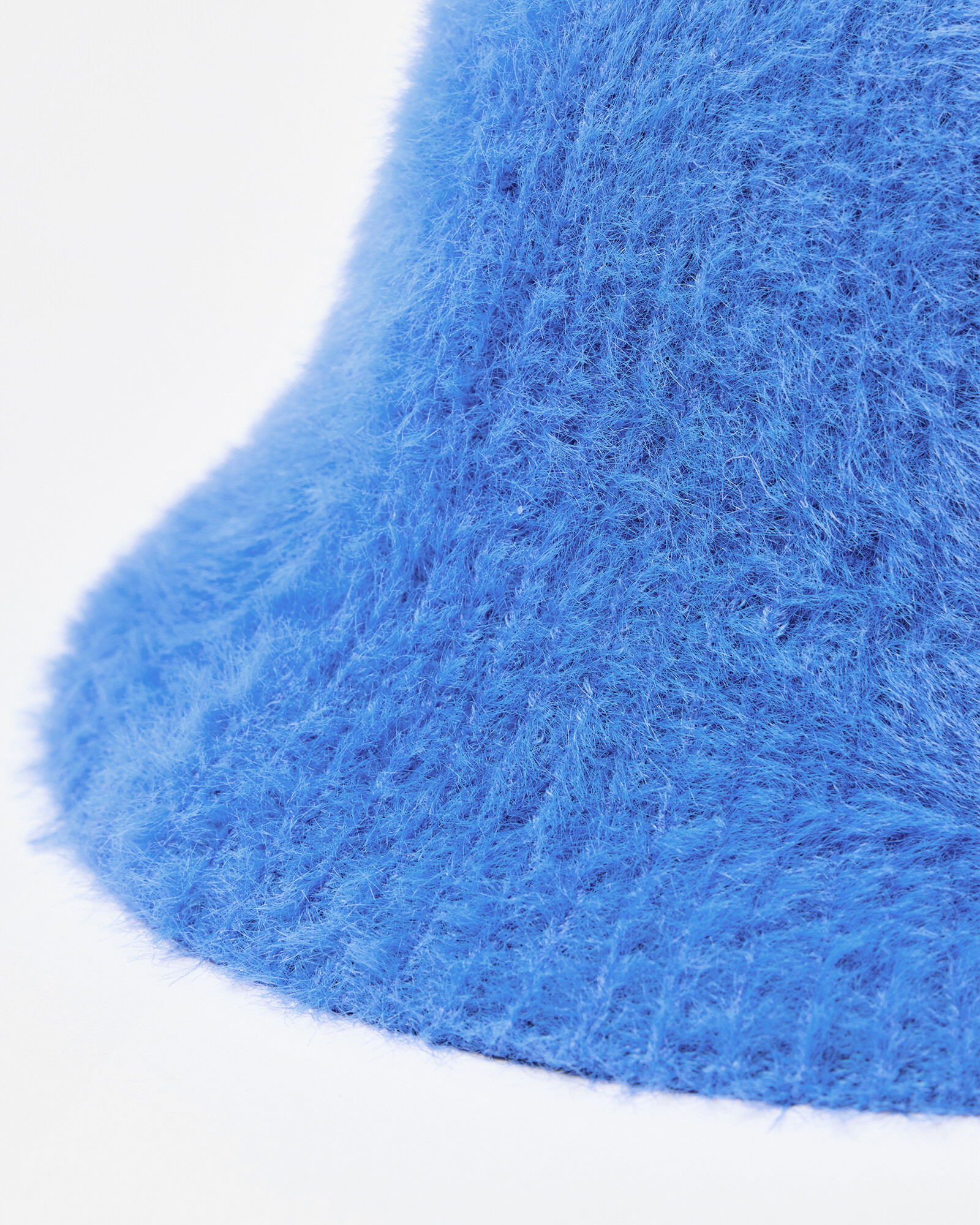 Blue Fluffy Knitted Bucket Hat Oliver Bonas