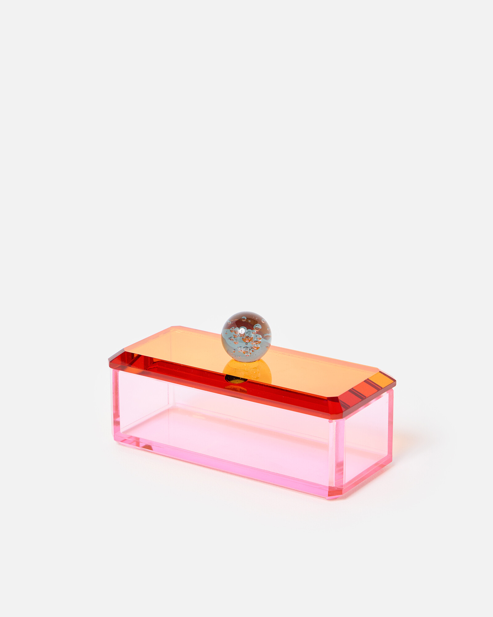 Pink & Orange Glass Rectangular Pot