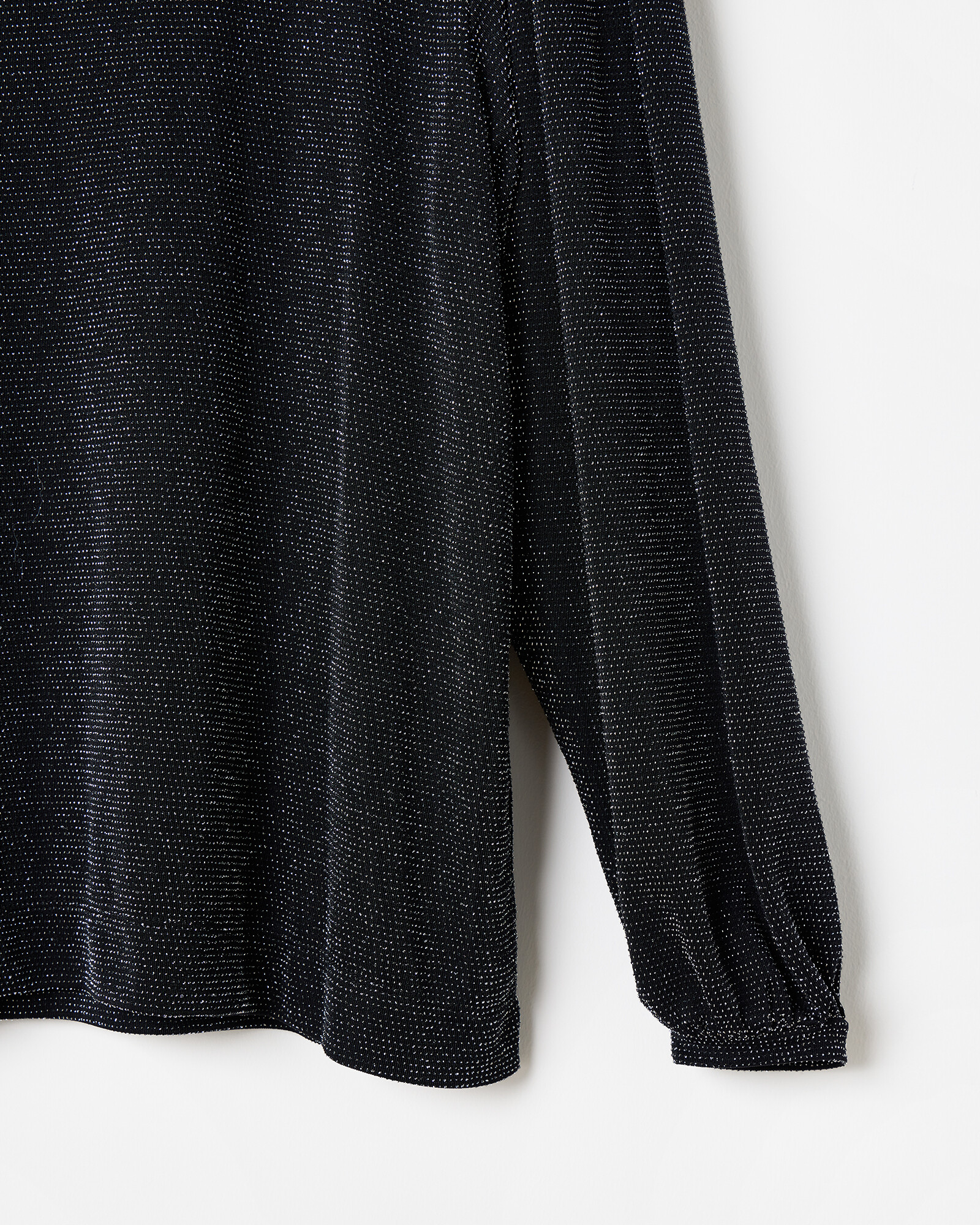 Long Sleeve Top with Gold Sparkle in Black