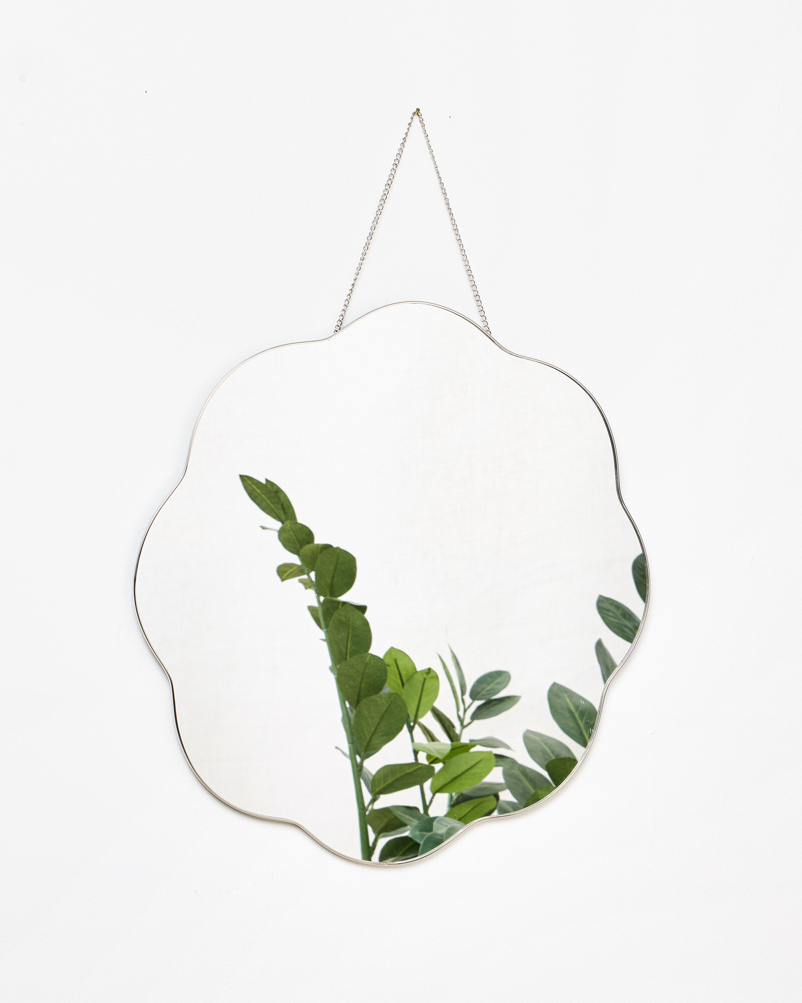 Flora Silver Scalloped Hanging Wall Mirror