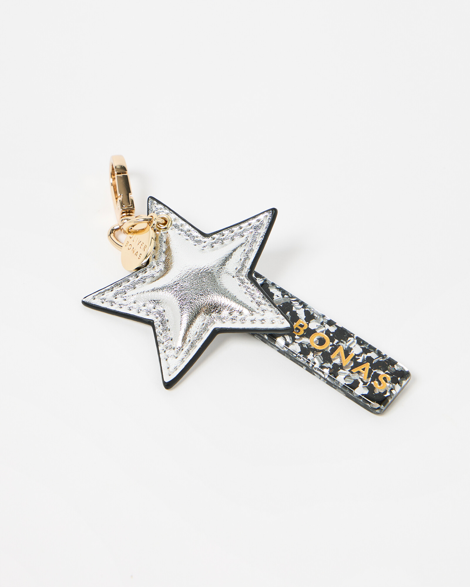 Silver Star Glitter Keyring Oliver Bonas