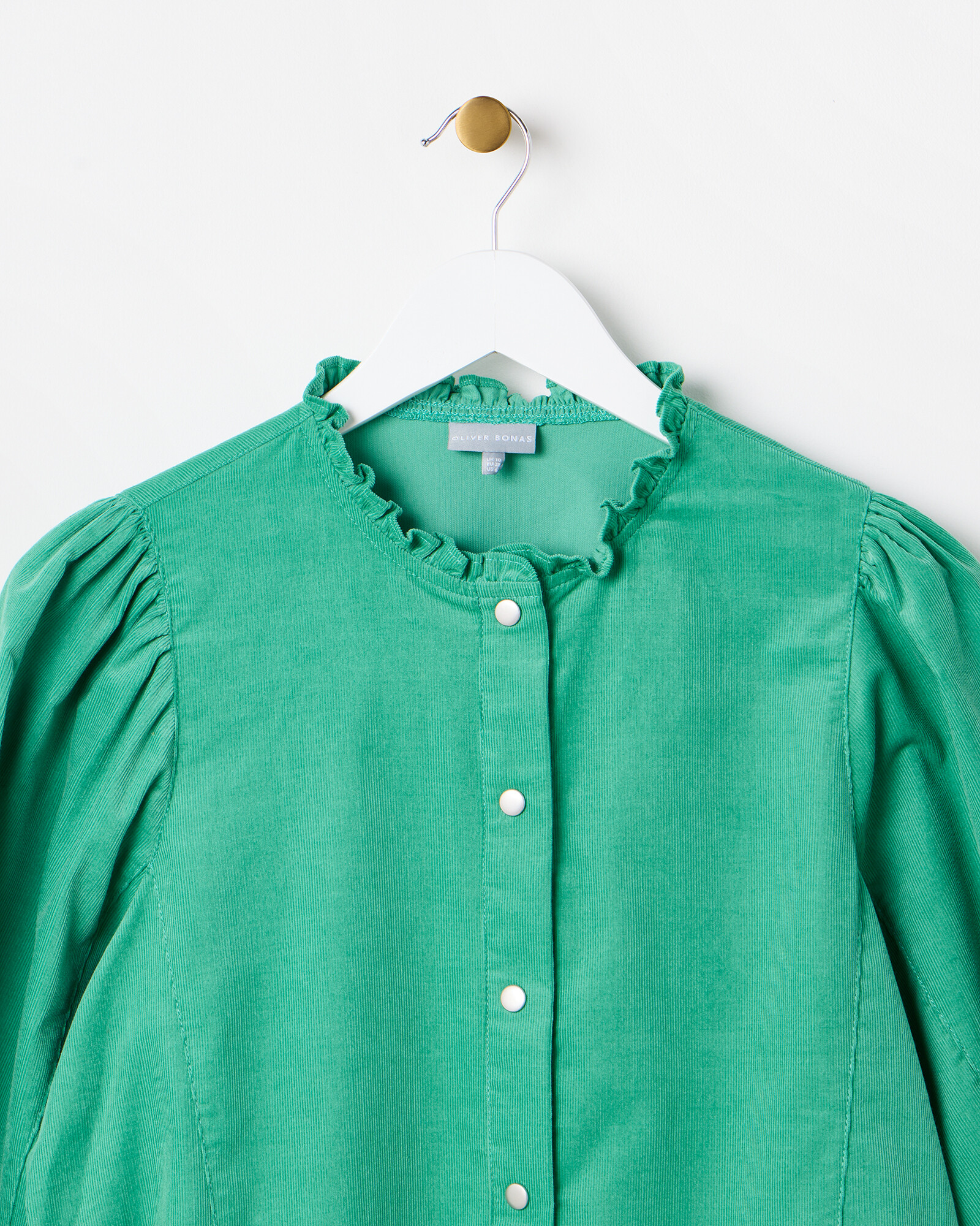 Green Corduroy Frill Collar Shirt | Oliver Bonas