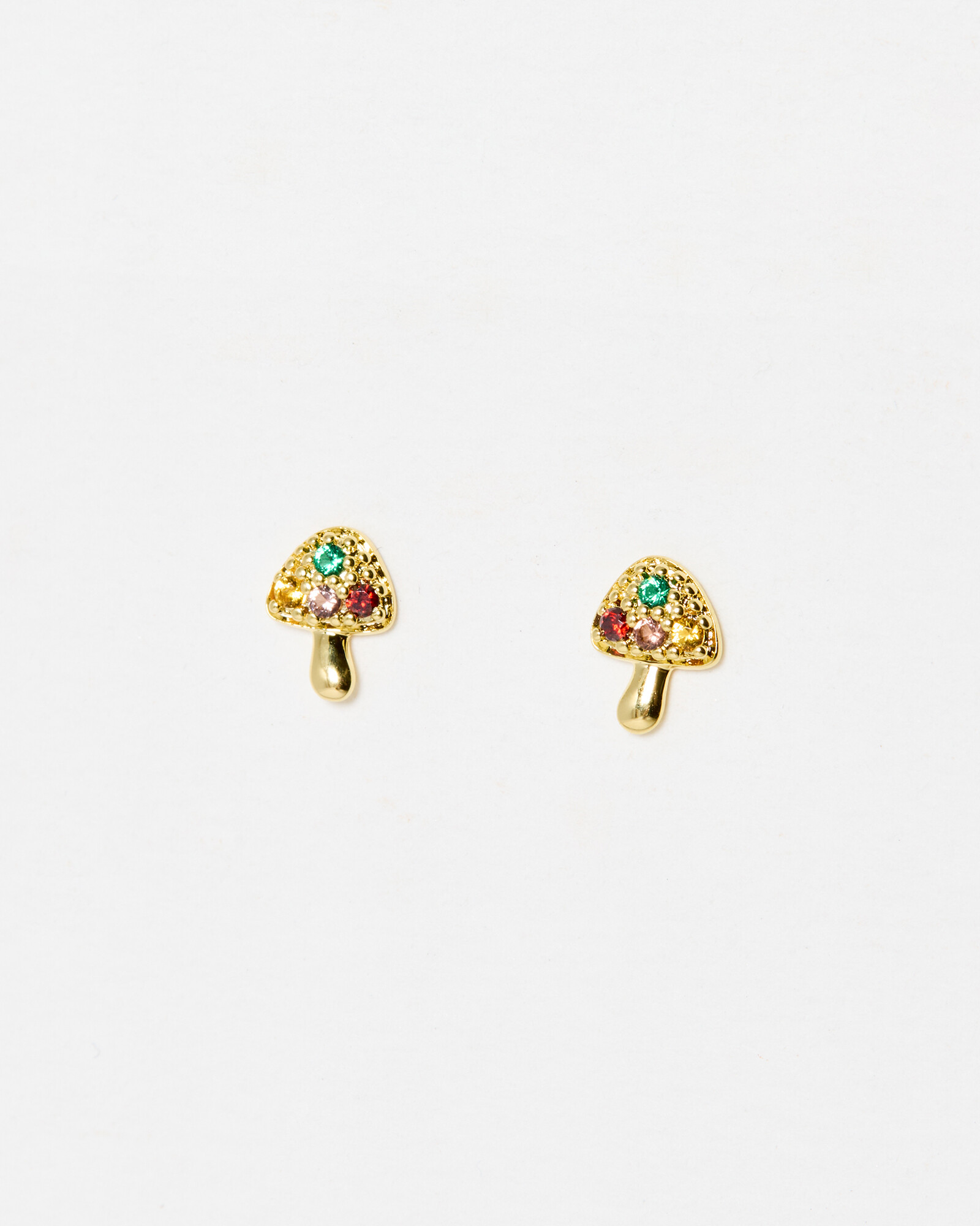 Mia Mushroom Gold Plated Stud Earrings Oliver Bonas