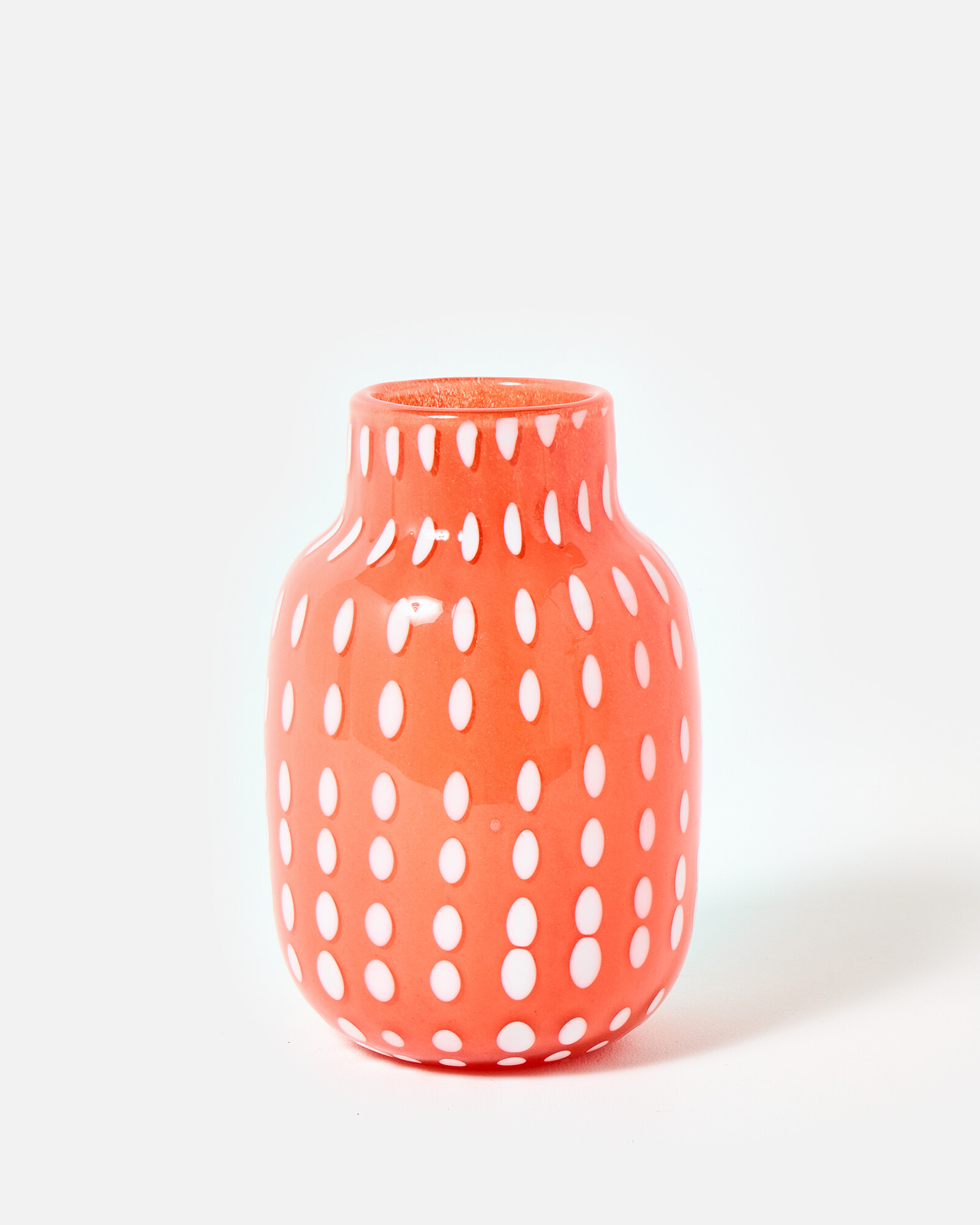 Atika Round Spotted Coral Glass Vase