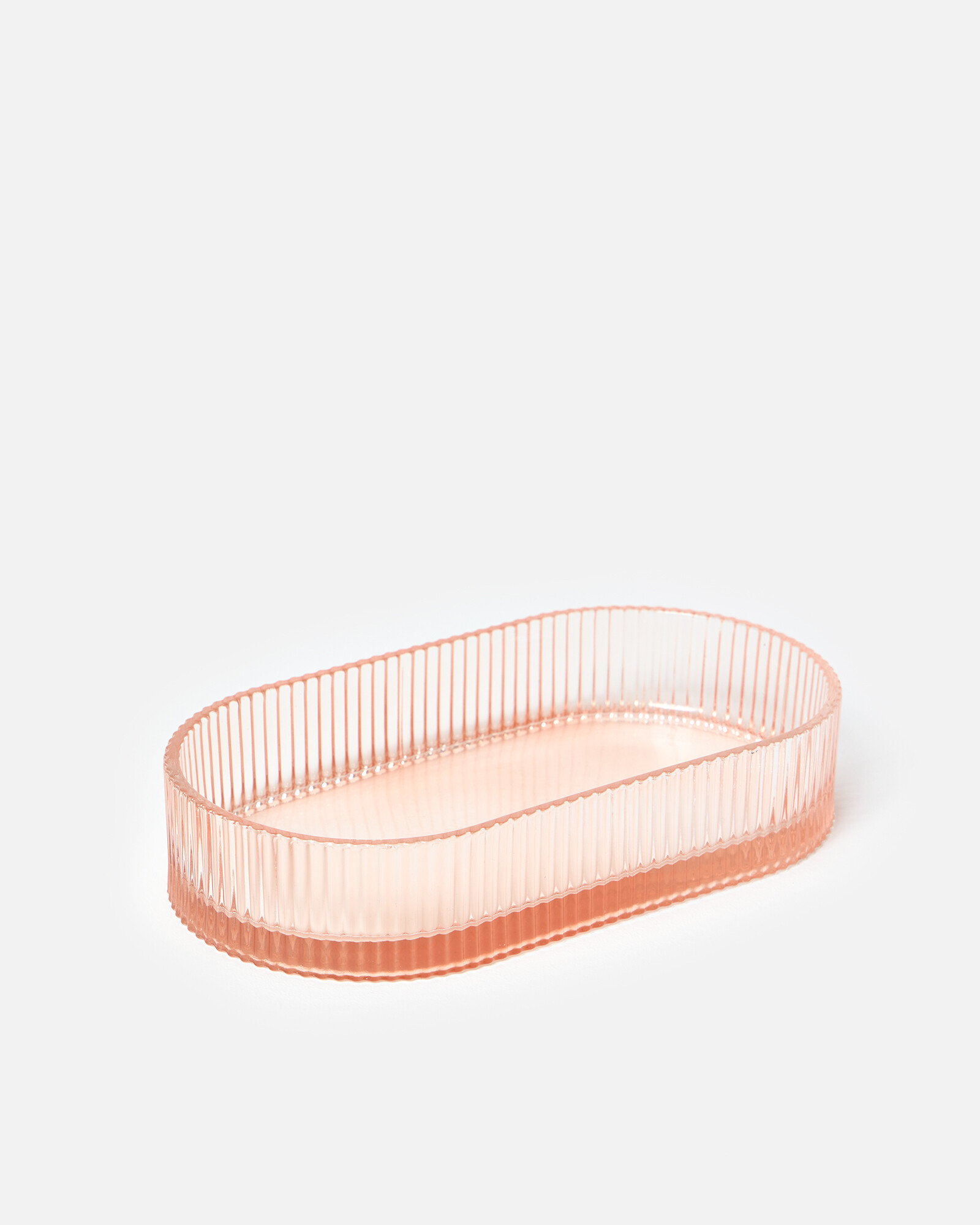 Fluted Glass Pink Storage Tray