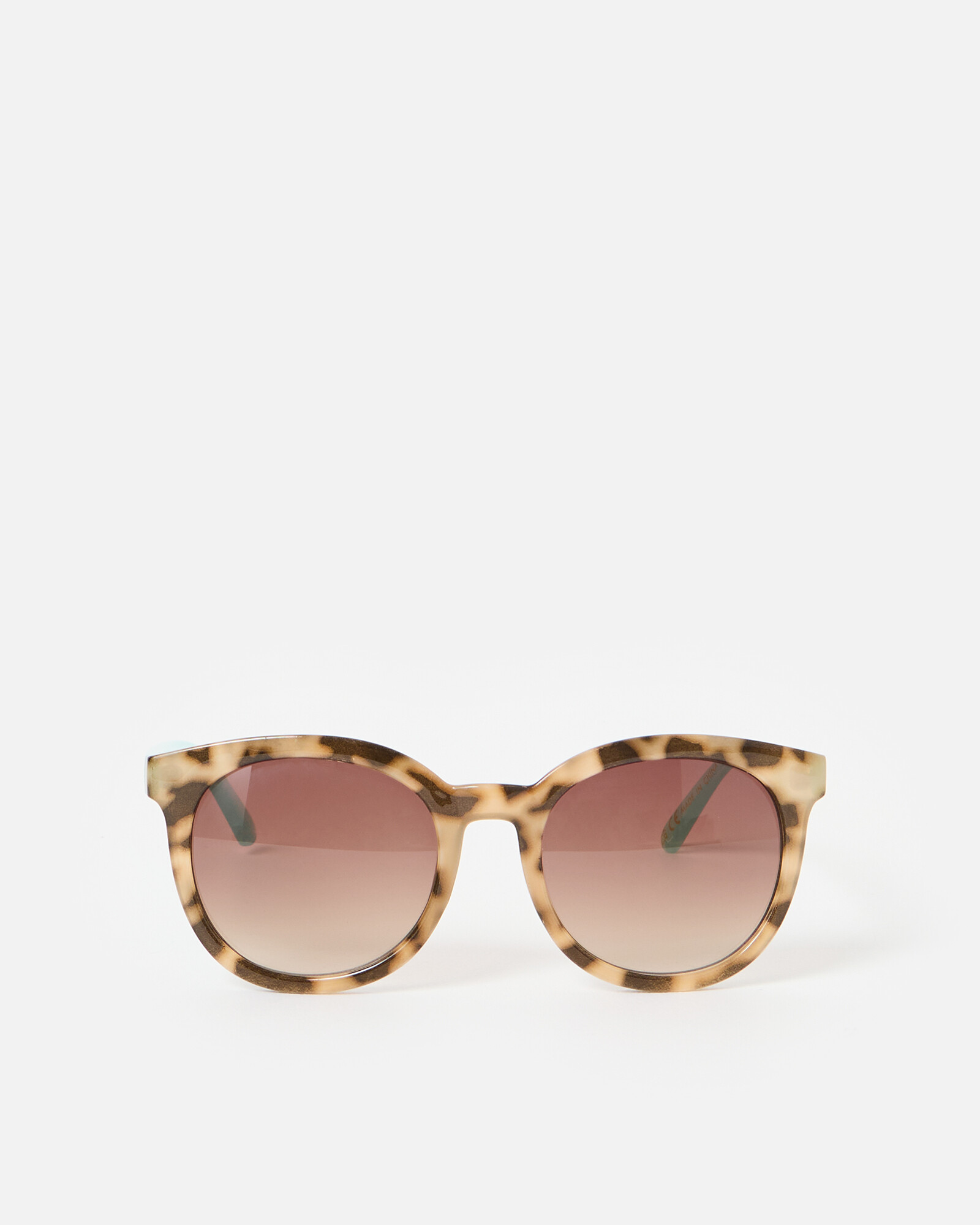 Preppy Faux Tortoiseshell & Aqua Blue Round Sunglasses