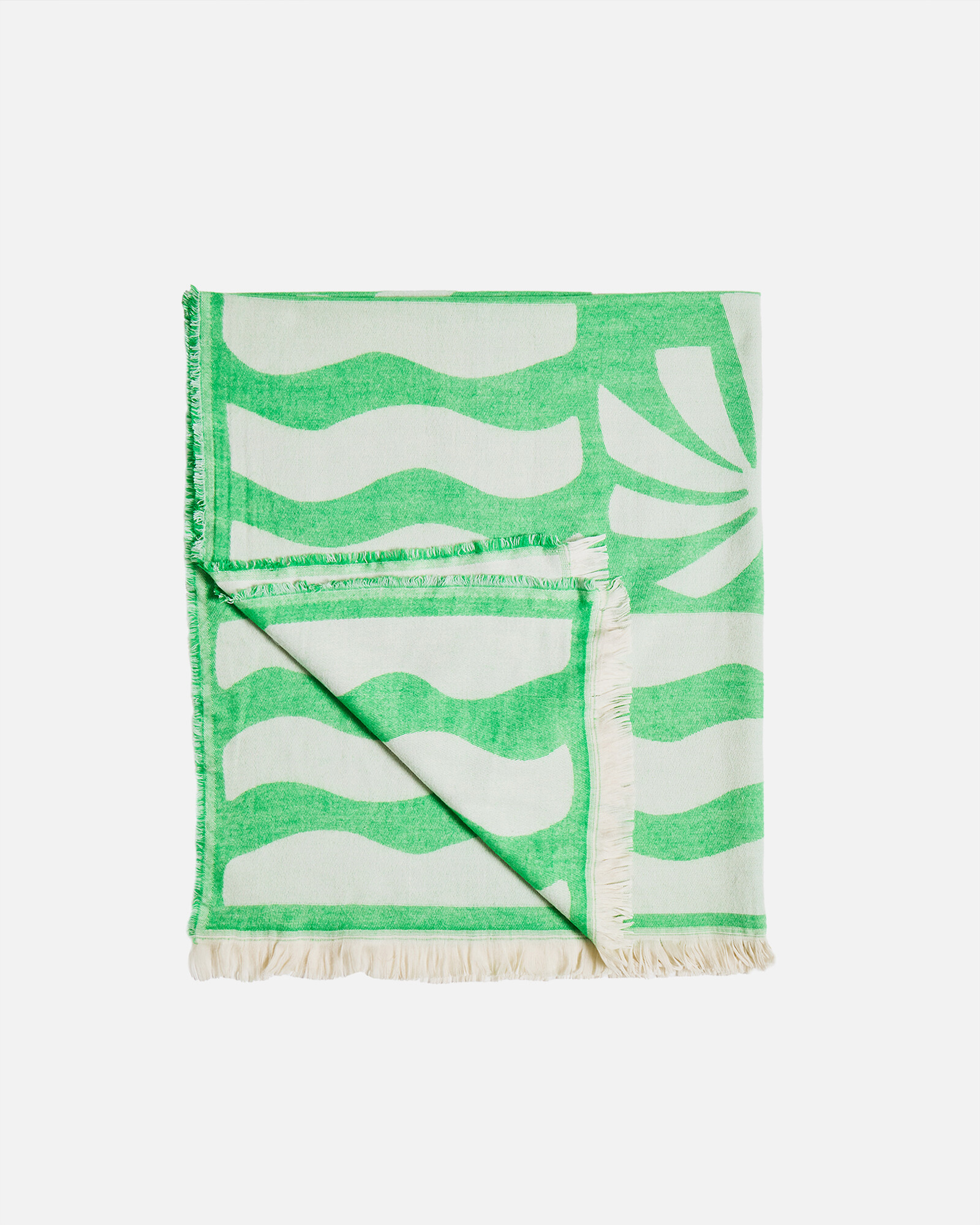 Azure Green Palm Tile Jacquard Throw Oliver Bonas