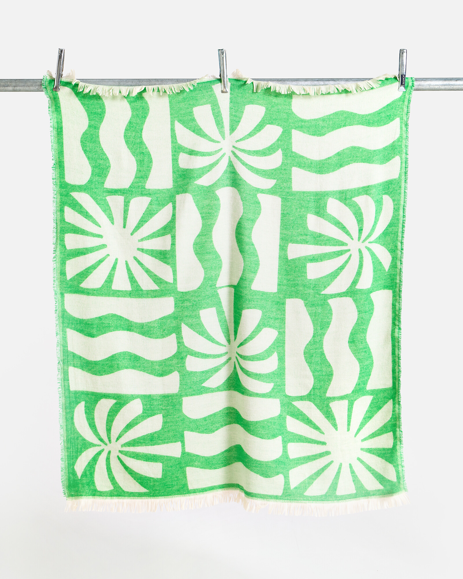 Azure Green Palm Tile Jacquard Throw Oliver Bonas
