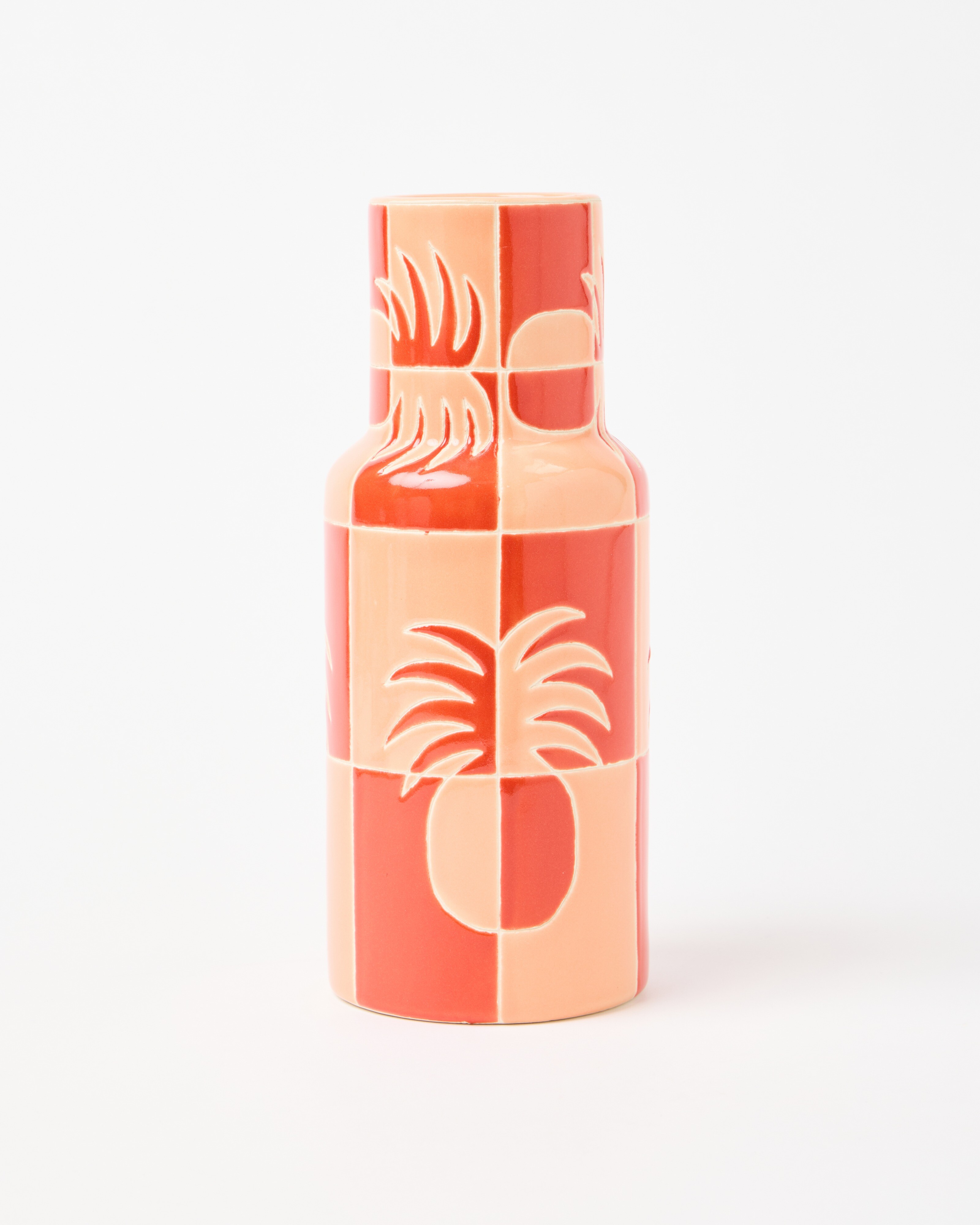 Pineapple Chequerboard Pink Ceramic Vase