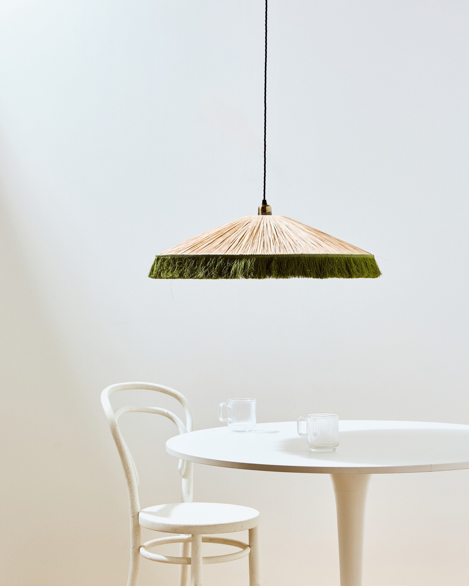 Celine Green Fringed Raffia Ceiling Lamp Shade