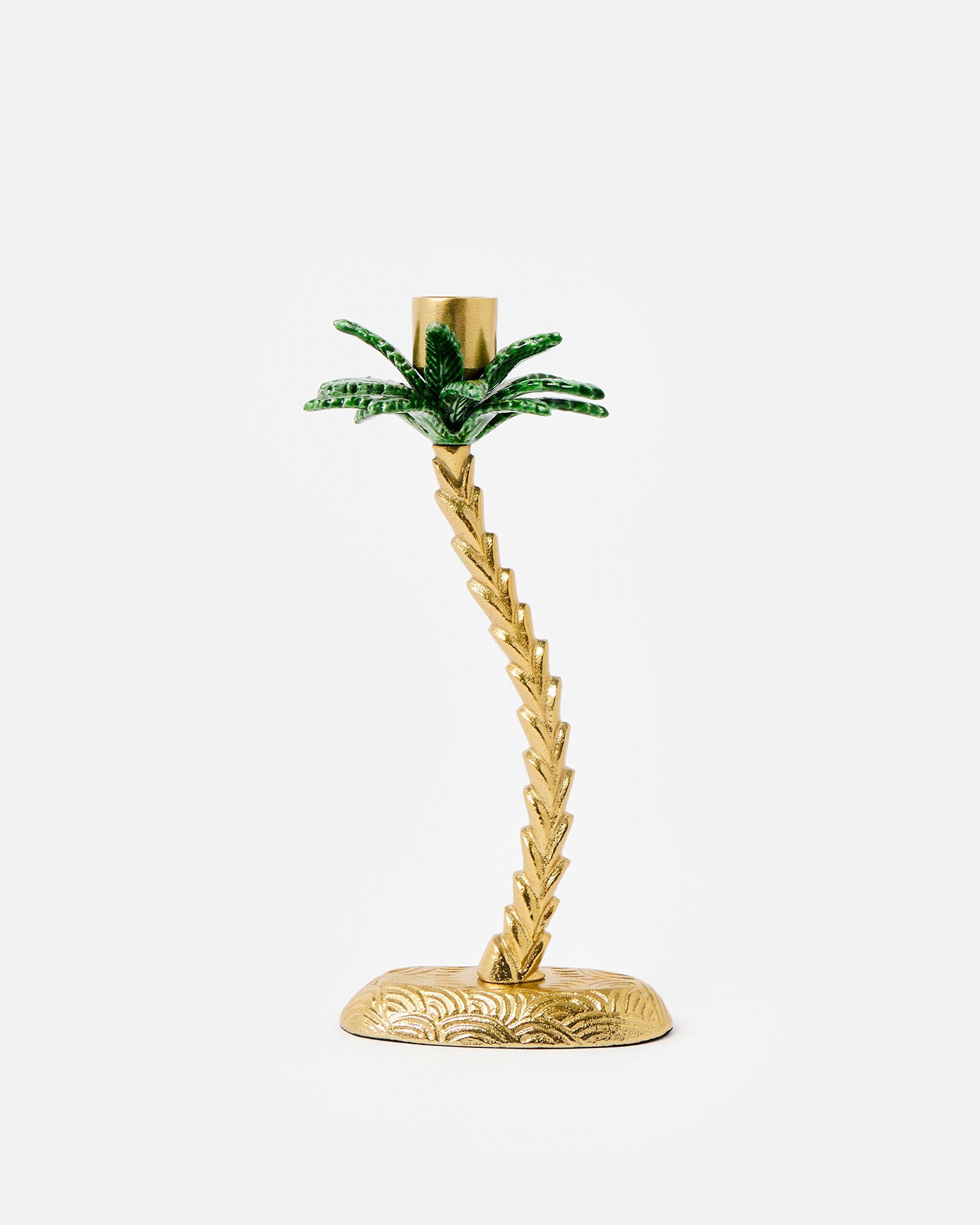 Palm Tree Gold Metal Candle Holder