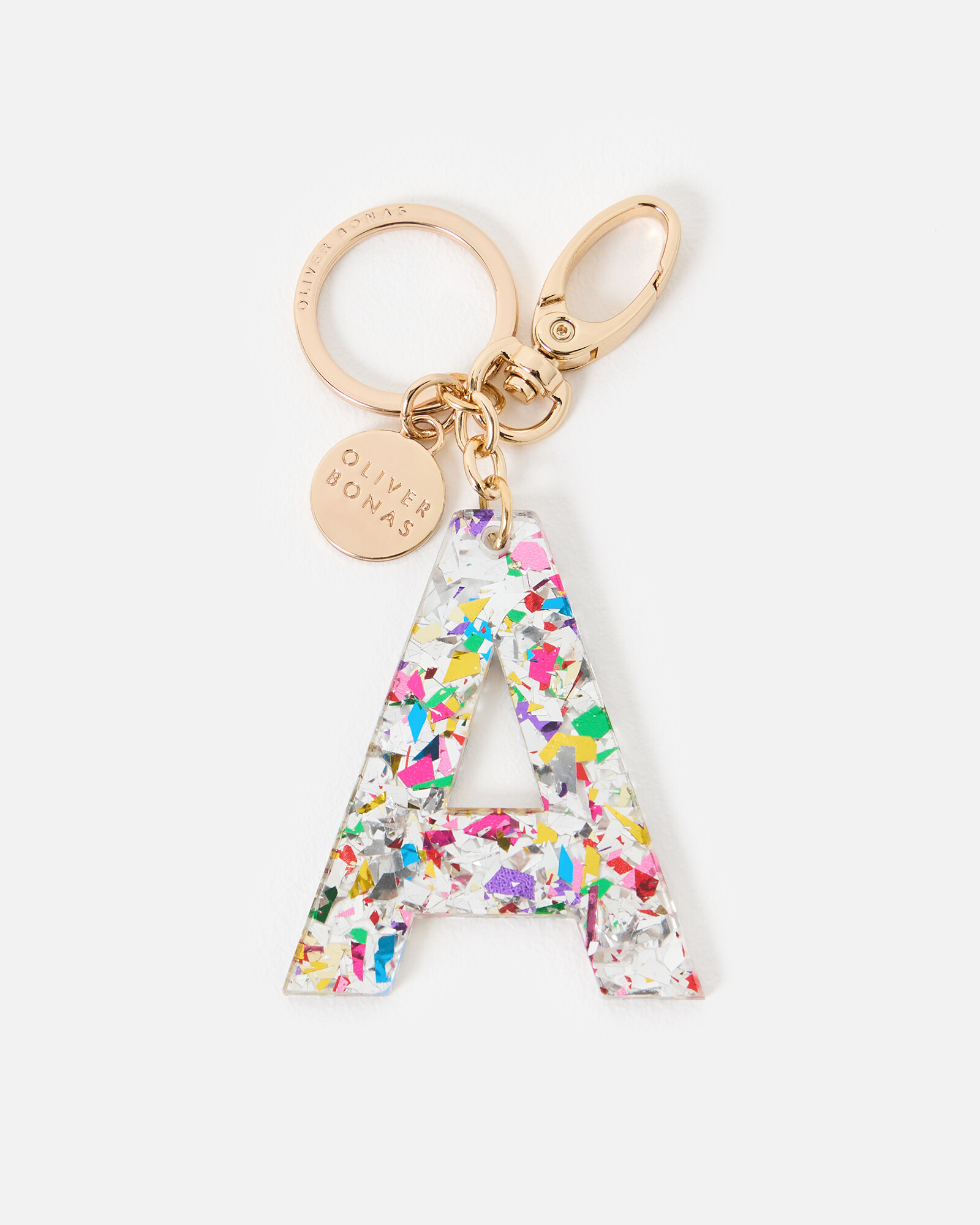Alphabet Rainbow Glitter Initial Keyring Oliver Bonas