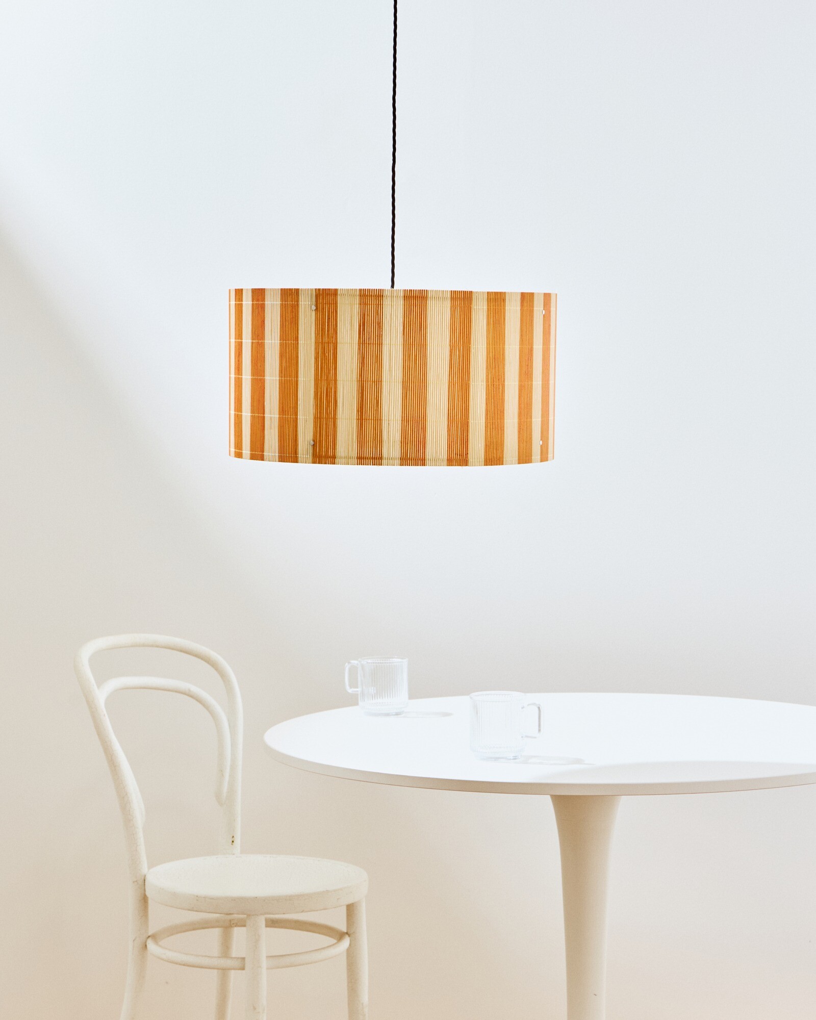 Ena Wide Orange Stripe Bamboo Pendant Lamp Shade