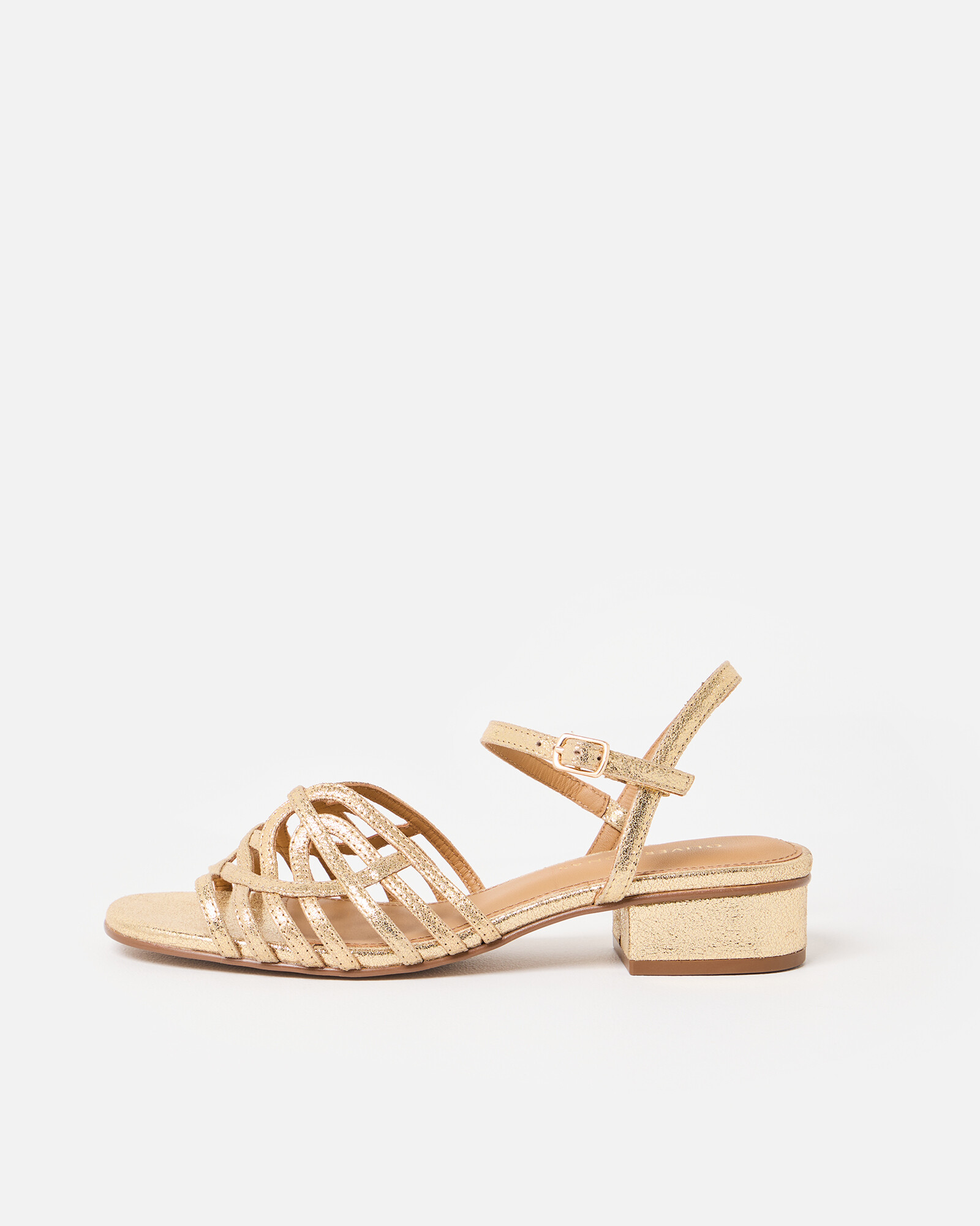 Gold Metallic Weave Heeled Sandals