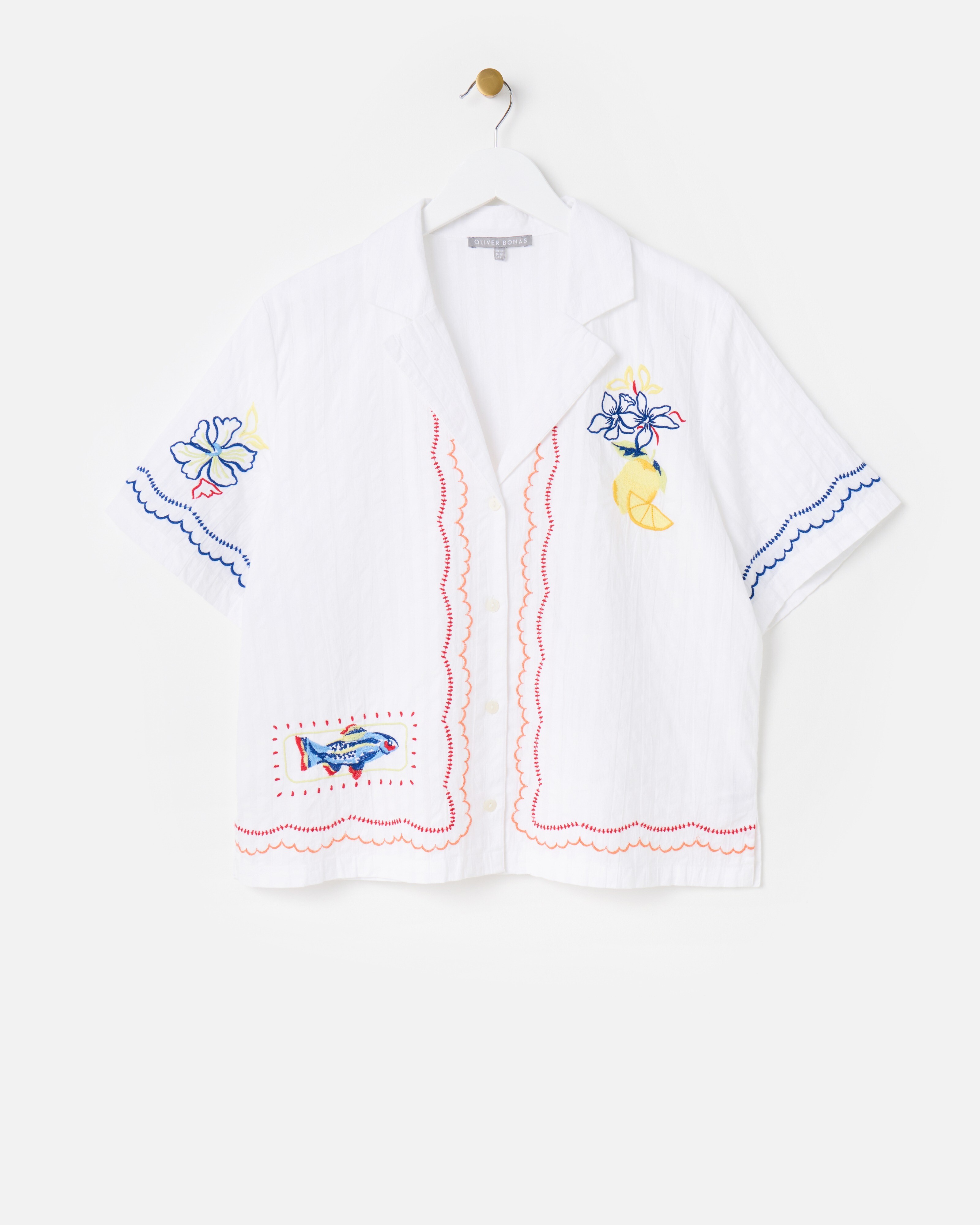 Lemon Embroidered Short Sleeve Sweater