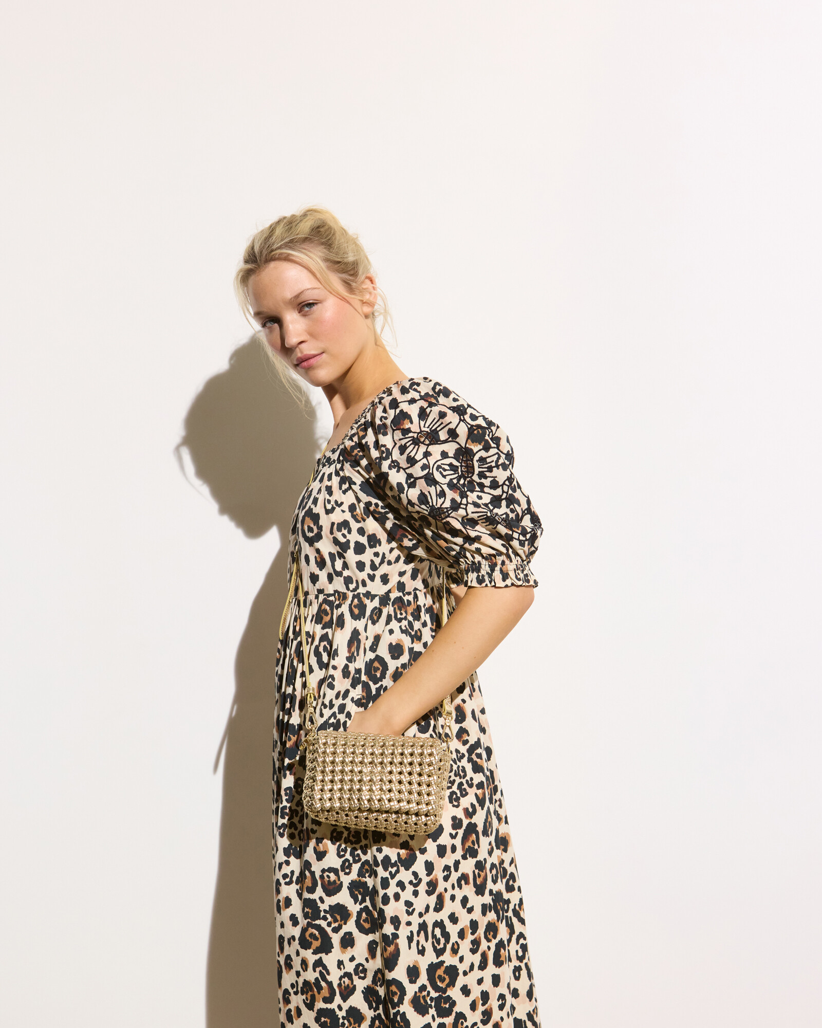 Lizzie Gold Metallic Braided Crossbody Bag