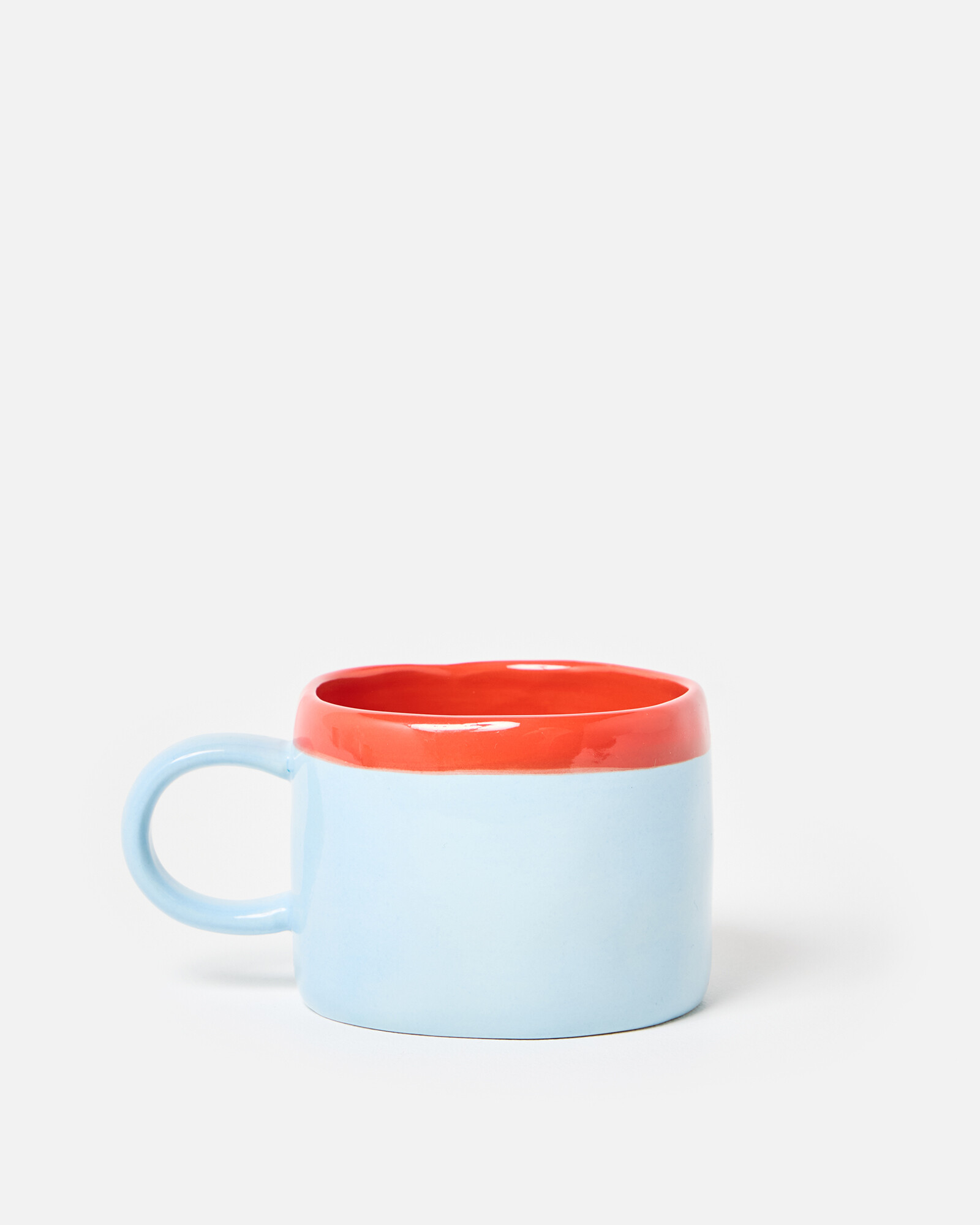 Cubo Red Rim Blue Ceramic Mug