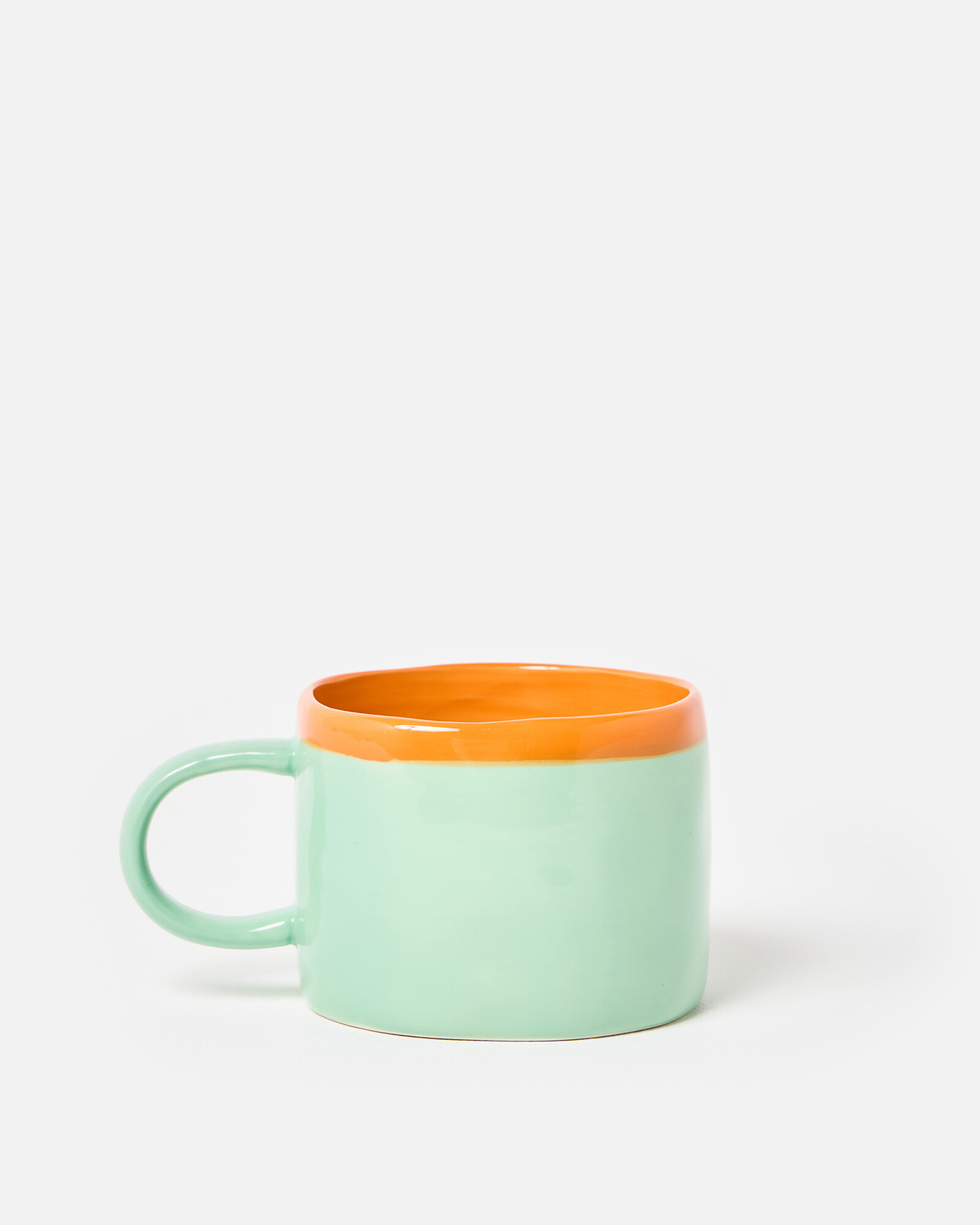 Cubo Orange Rim Green Ceramic Mug
