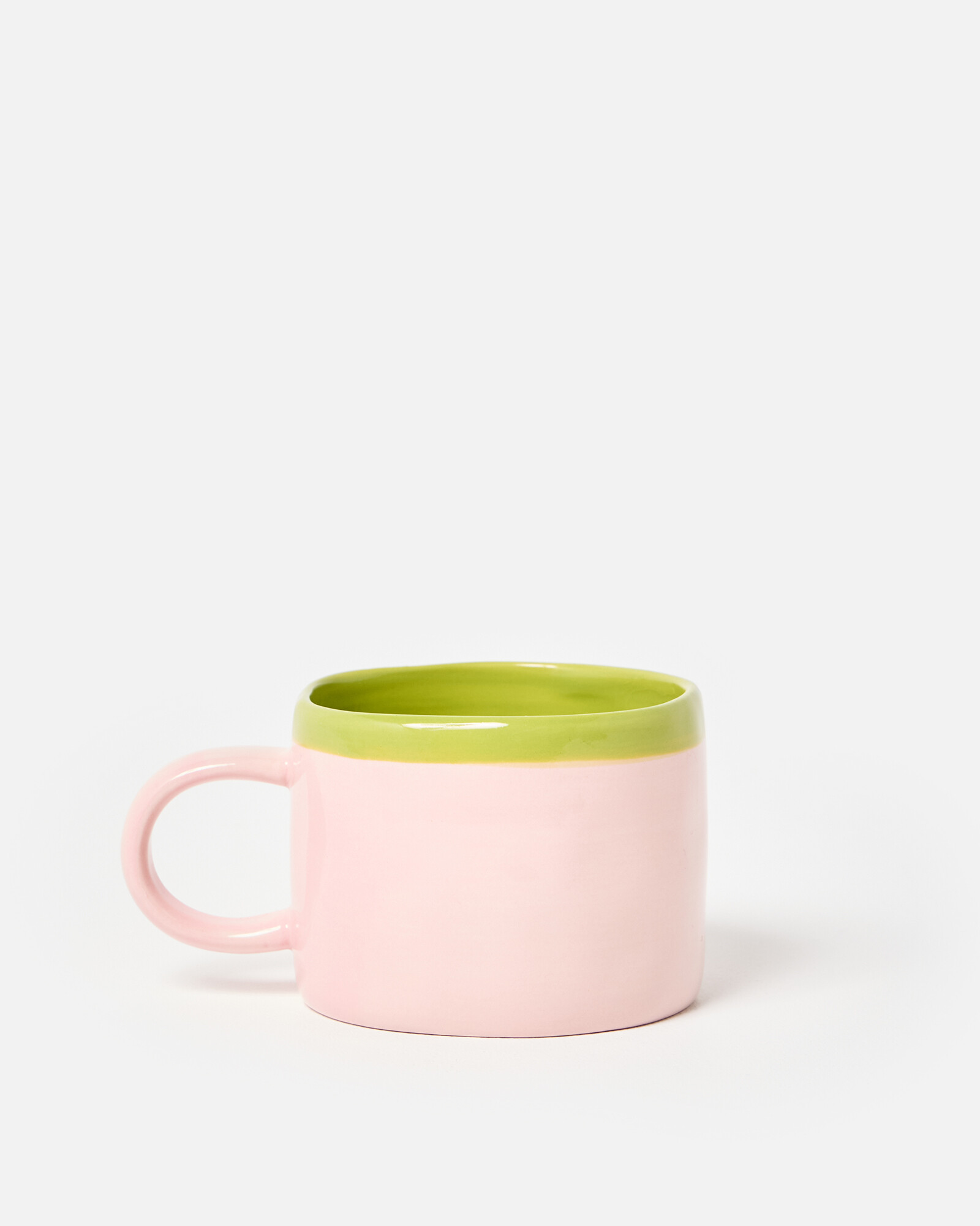 Cubo Green Rim Pink Ceramic Mug