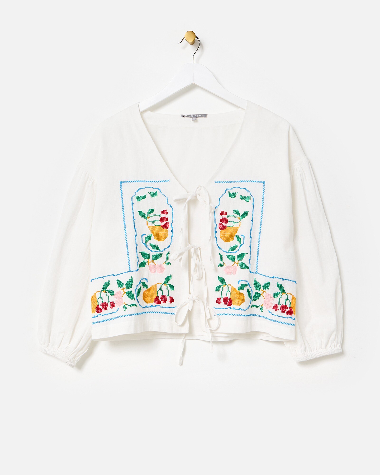 【正規品】 Bibiy VANESSA JACKET WHITE Bibiy VANESSA JACKET WHITE White Cross Stitch V-Neck Tie