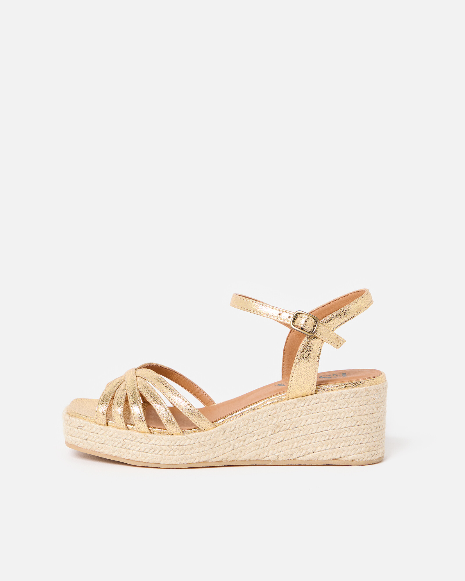 Esska Wafa Gold Metallic Wedge Sandals