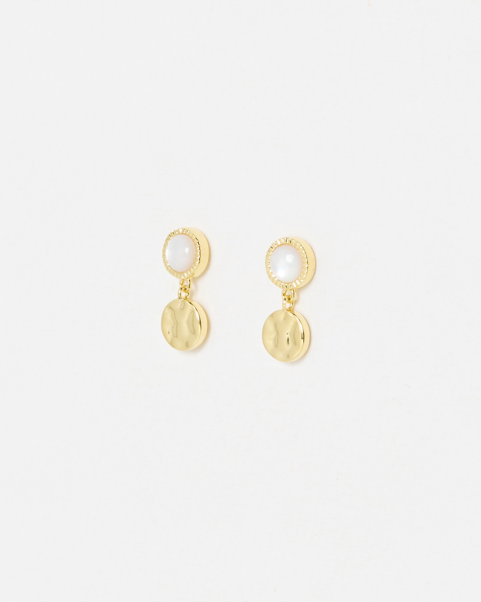 Adeline Mother of Pearl Gold Plated Disc Drop Earrings
