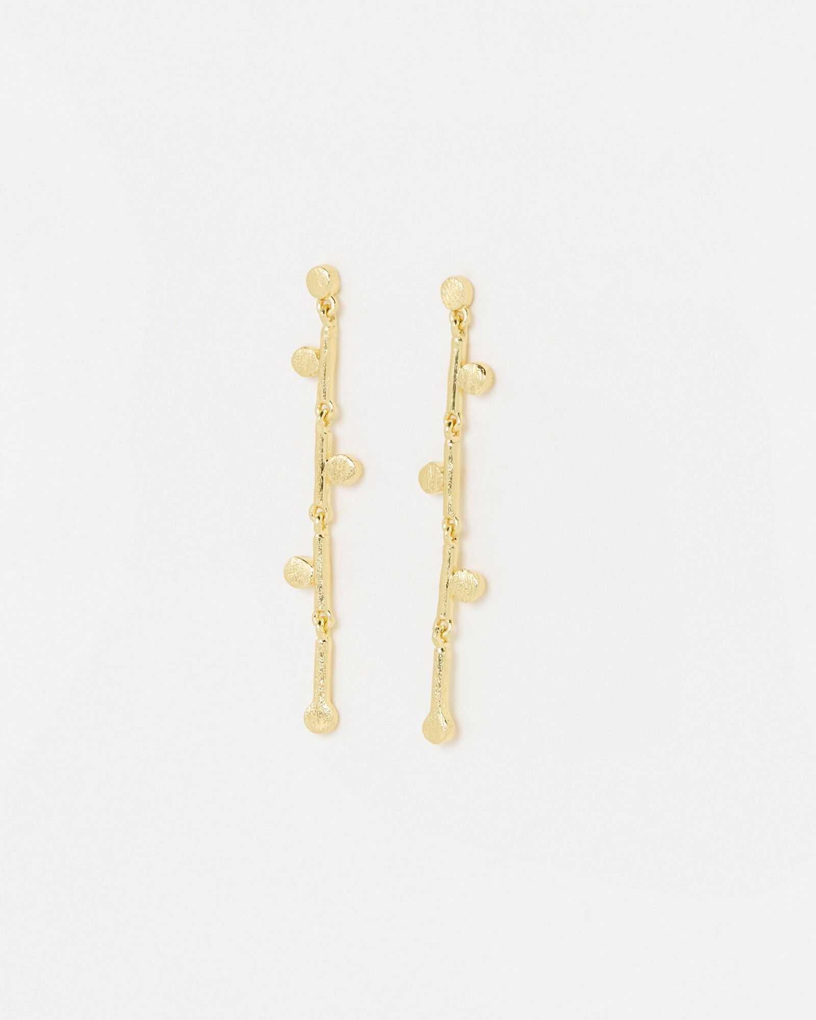 Iris Brushed Gold Plated Bar Drop Earrings