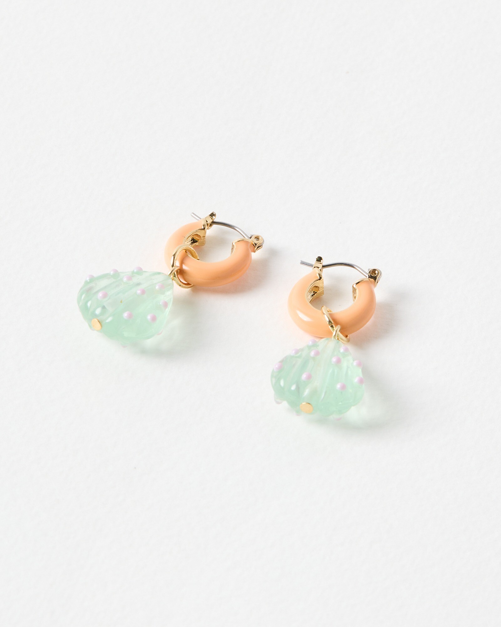 Loana Enamel Hoop & Bead Drop Earrings